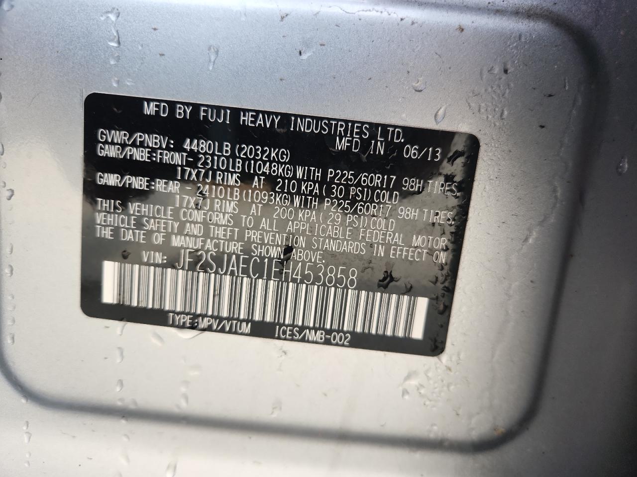 2014 Subaru Forester 2.5i Premium Silver vin: JF2SJAEC1EH453858