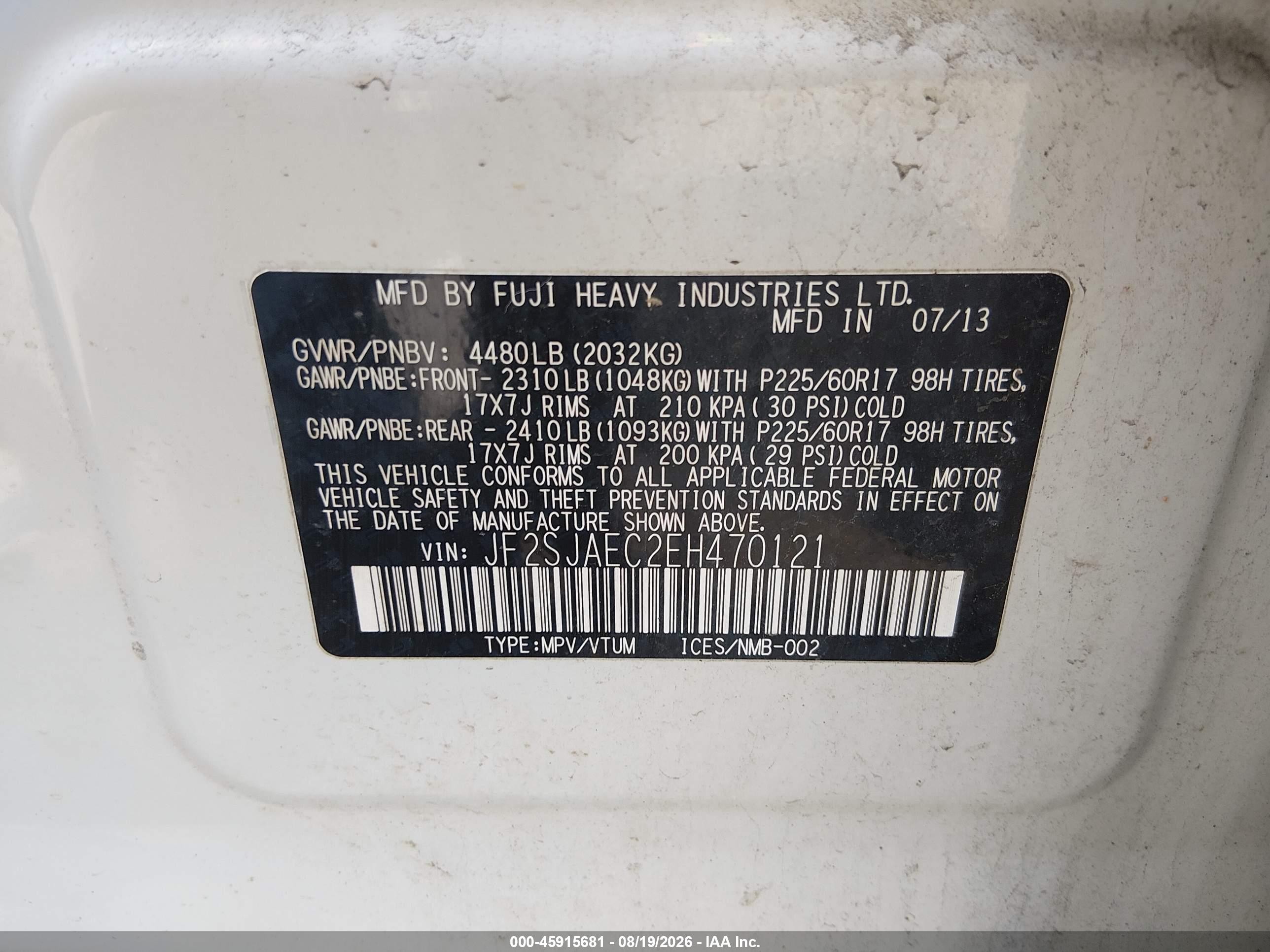 2014 Subaru Forester 2.5i Premium White vin: JF2SJAEC2EH470121