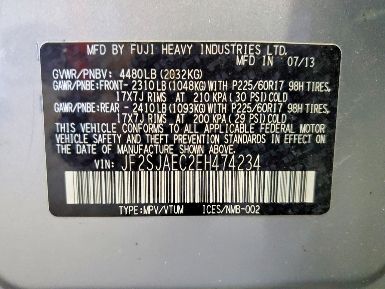 2014 Subaru Forester 2.5i Premium Silver vin: JF2SJAEC2EH474234