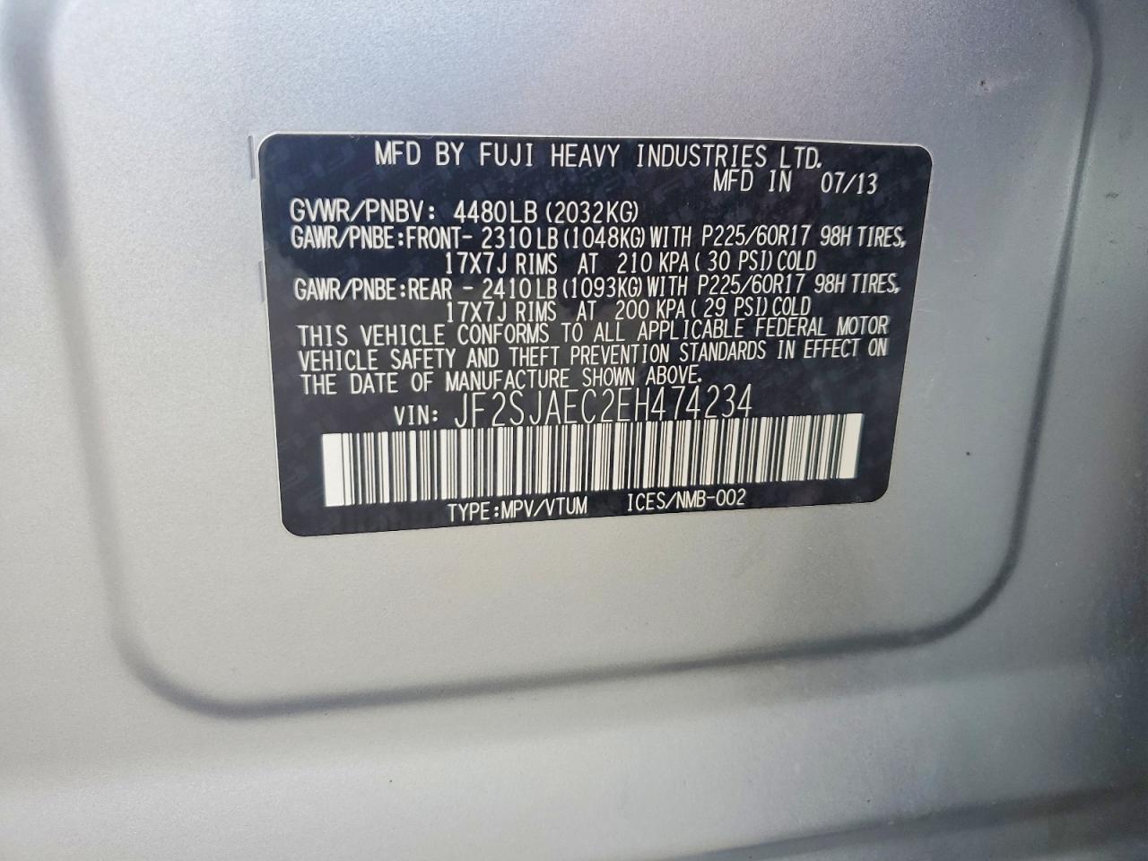 2014 Subaru Forester 2.5i Premium Silver vin: JF2SJAEC2EH474234