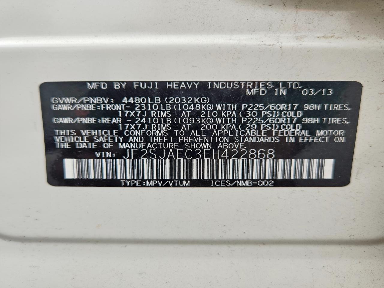 2014 Subaru Forester 2.5i Premium White vin: JF2SJAEC3EH422868