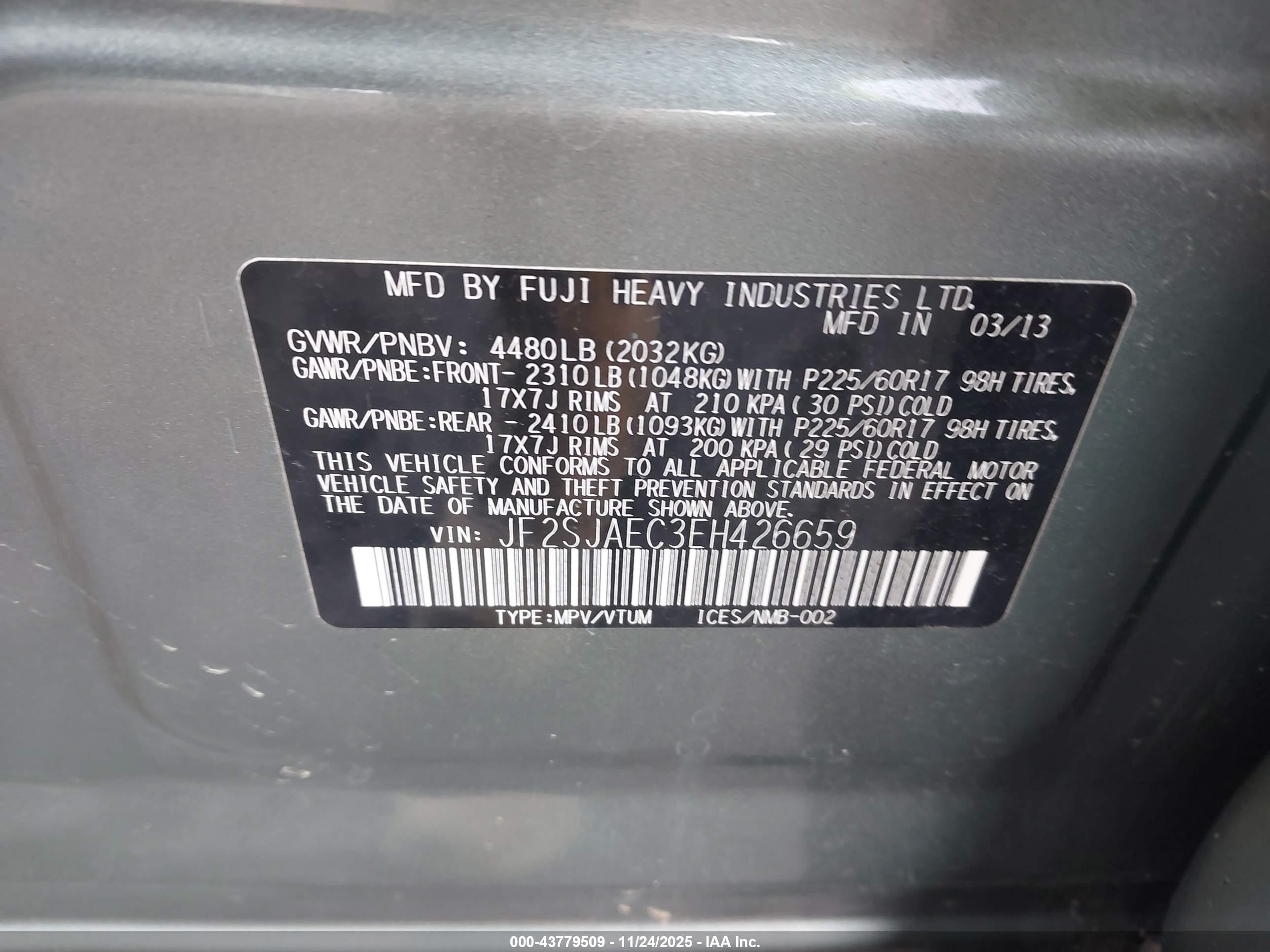 2014 Subaru Forester 2.5i Premium Green vin: JF2SJAEC3EH426659