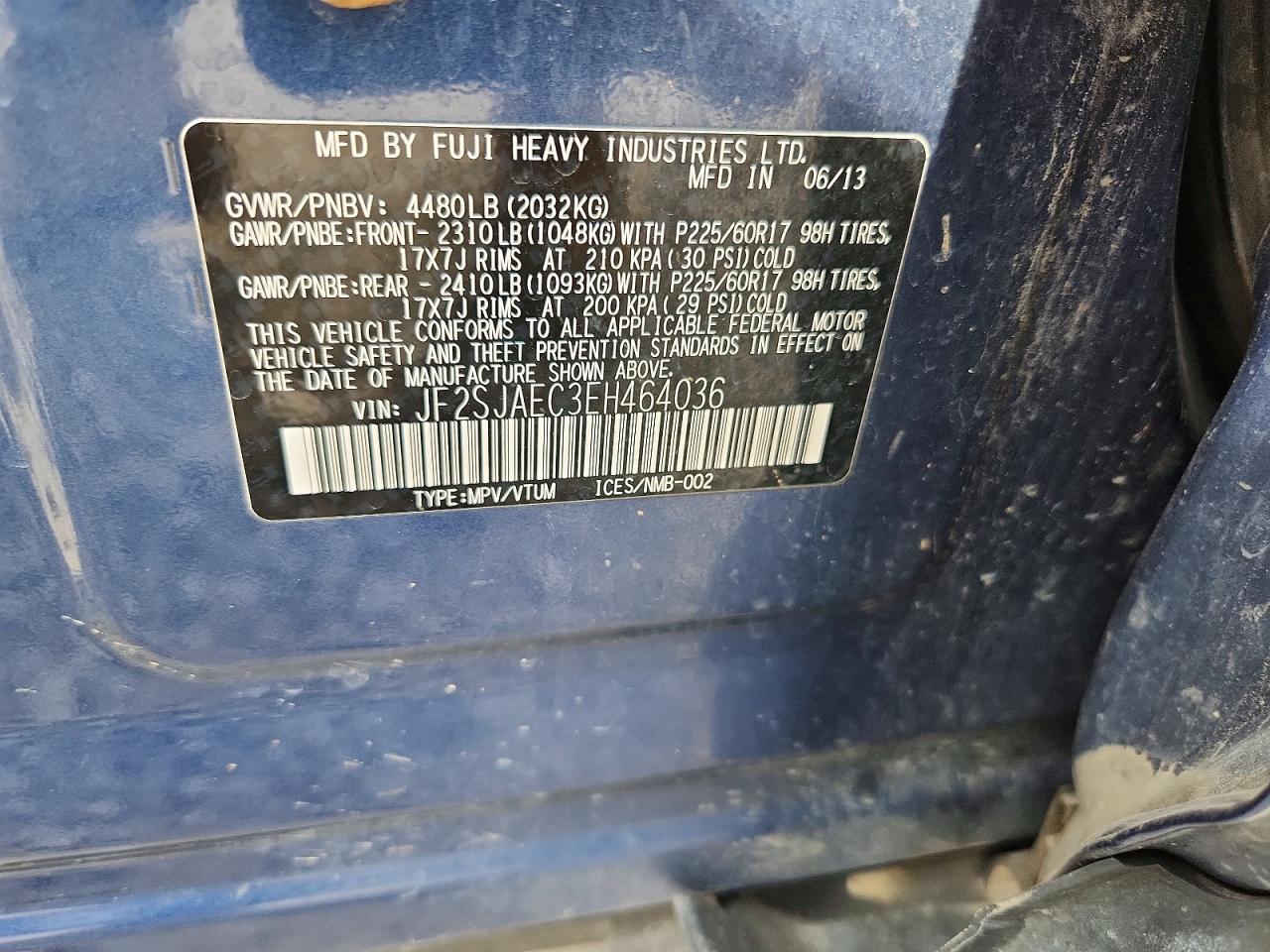 2014 Subaru Forester 2.5i Premium Blue vin: JF2SJAEC3EH464036