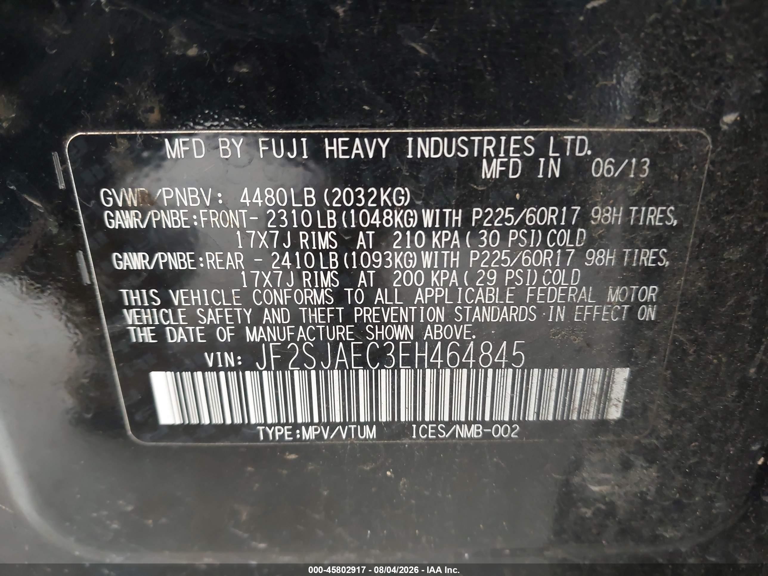 2014 Subaru Forester 2.5i Premium Black vin: JF2SJAEC3EH464845
