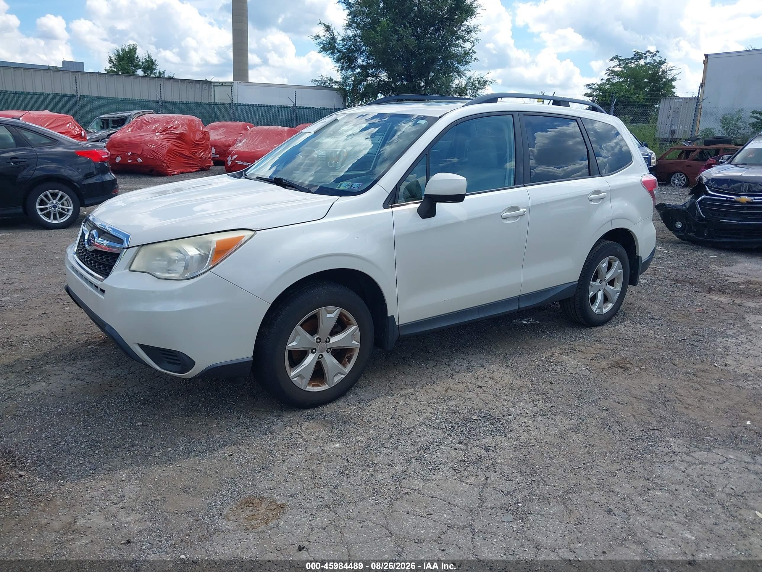 2014 Subaru Forester 2.5i Premium White vin: JF2SJAEC3EH481628