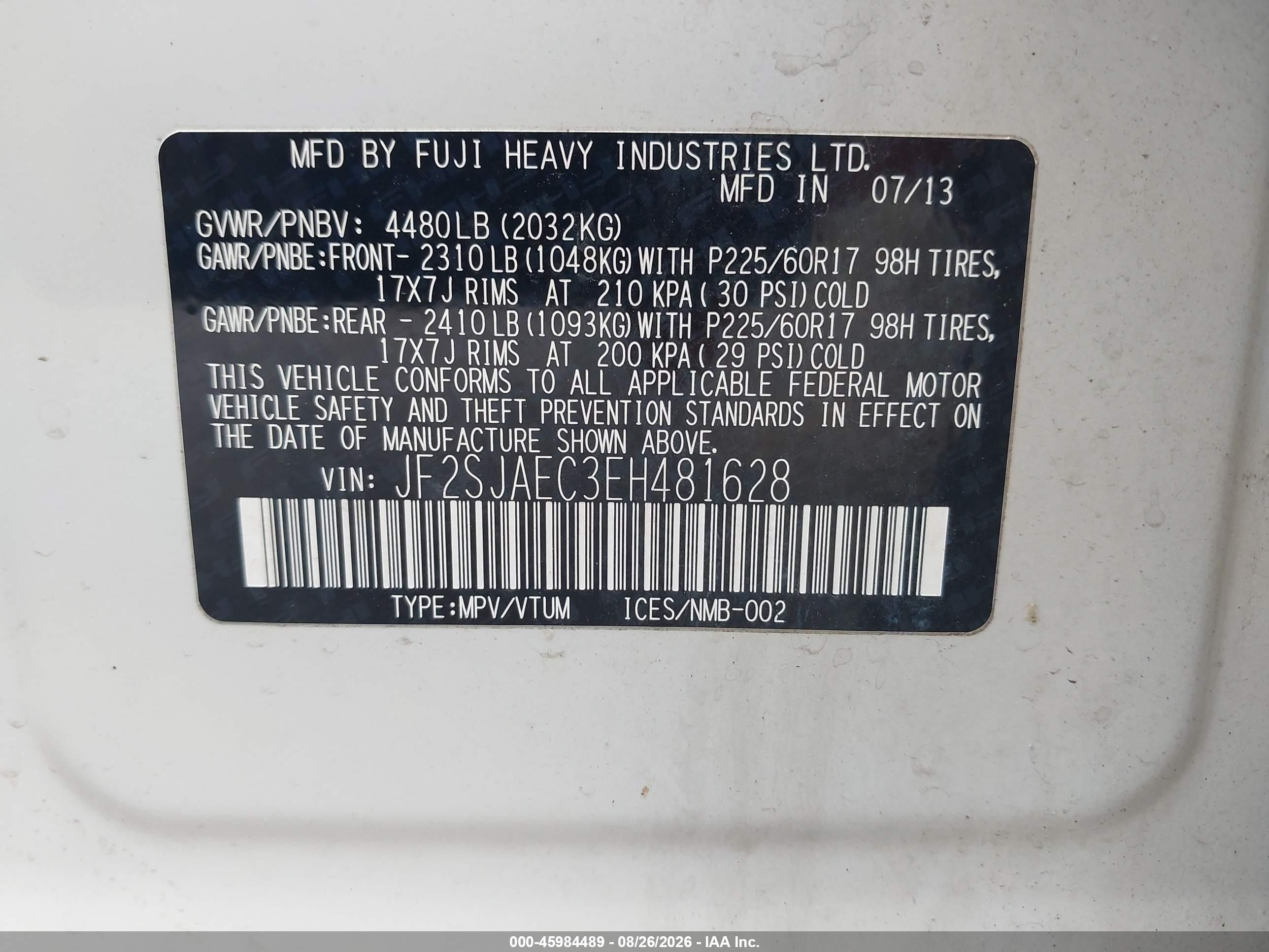 2014 Subaru Forester 2.5i Premium White vin: JF2SJAEC3EH481628