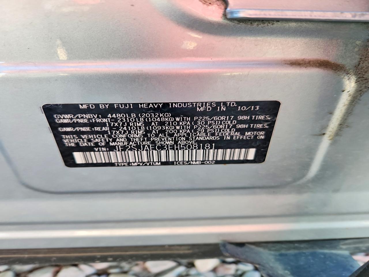 2014 Subaru Forester 2.5i Premium Gray vin: JF2SJAEC3EH508181