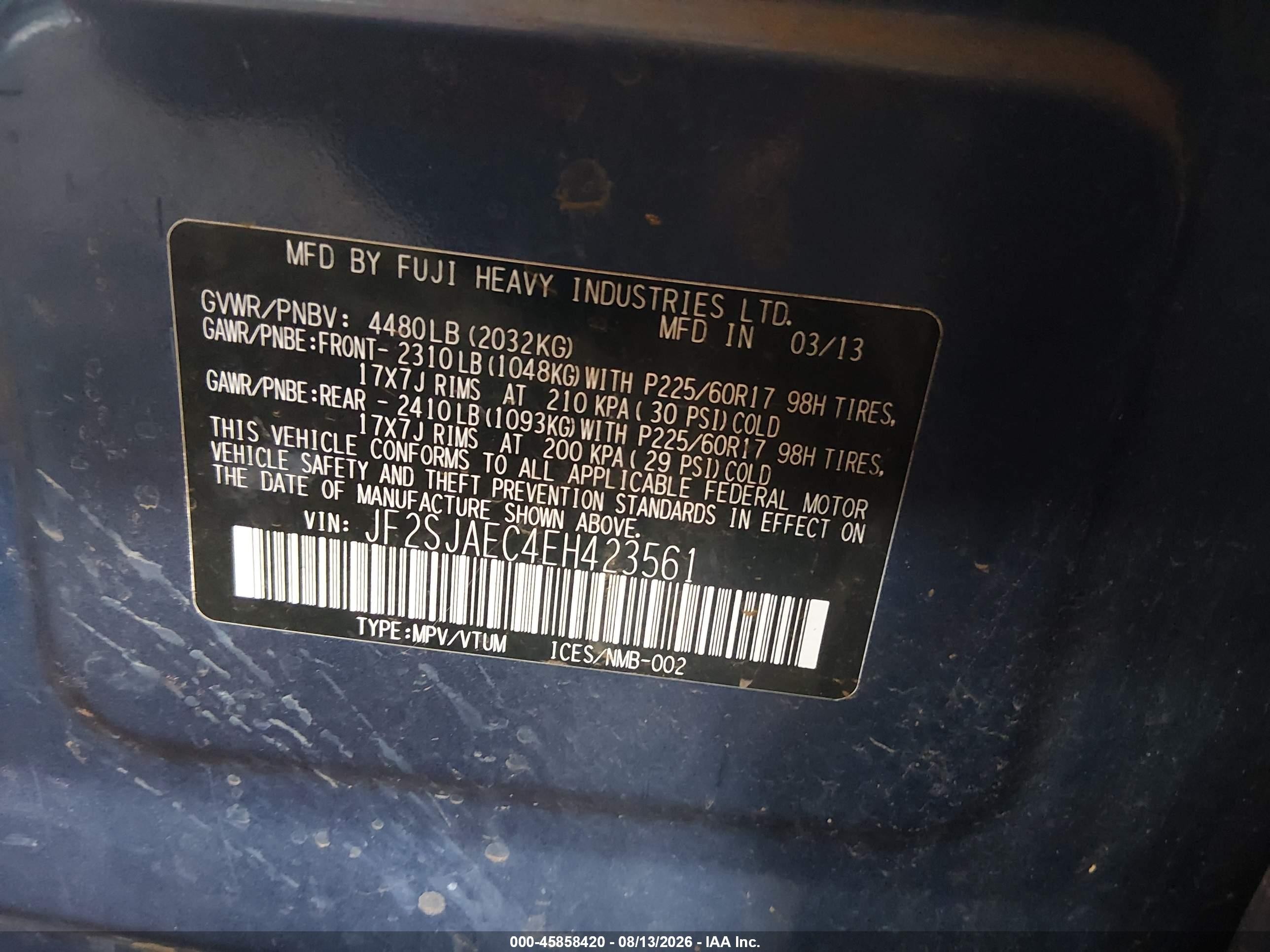 2014 Subaru Forester 2.5i Premium Blue vin: JF2SJAEC4EH423561