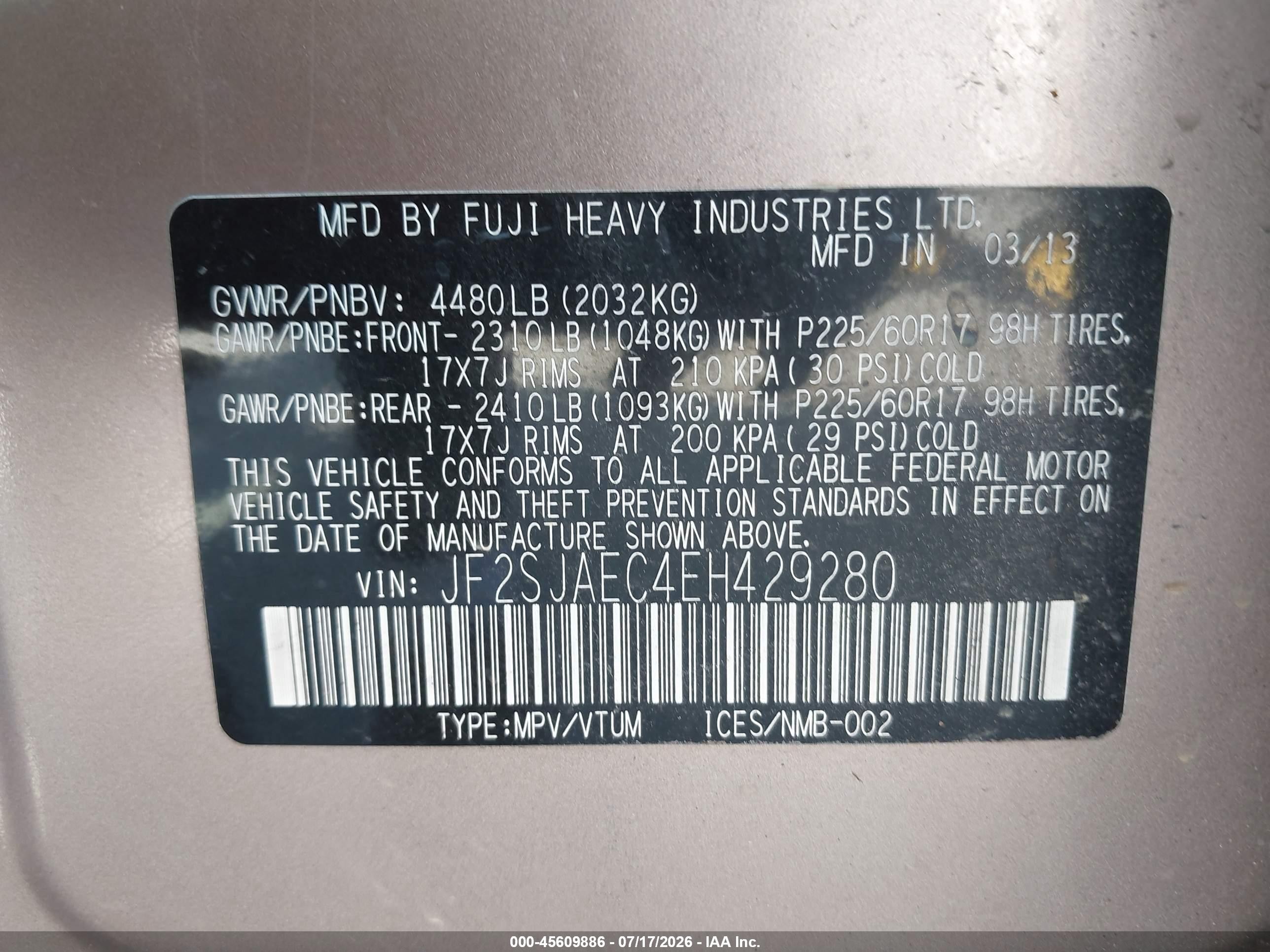 2014 Subaru Forester 2.5i Premium Tan vin: JF2SJAEC4EH429280