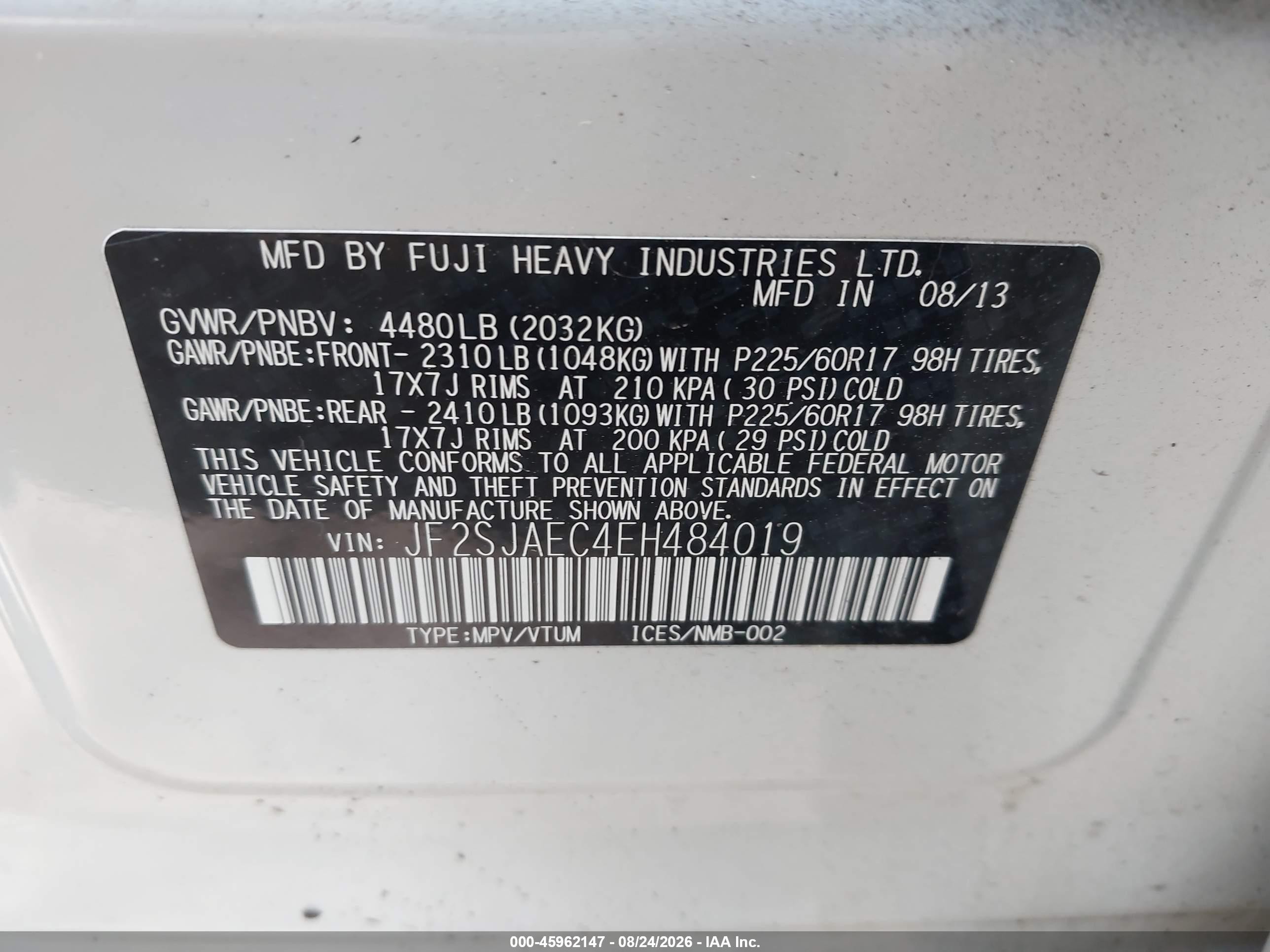 2014 Subaru Forester 2.5i Premium White vin: JF2SJAEC4EH484019