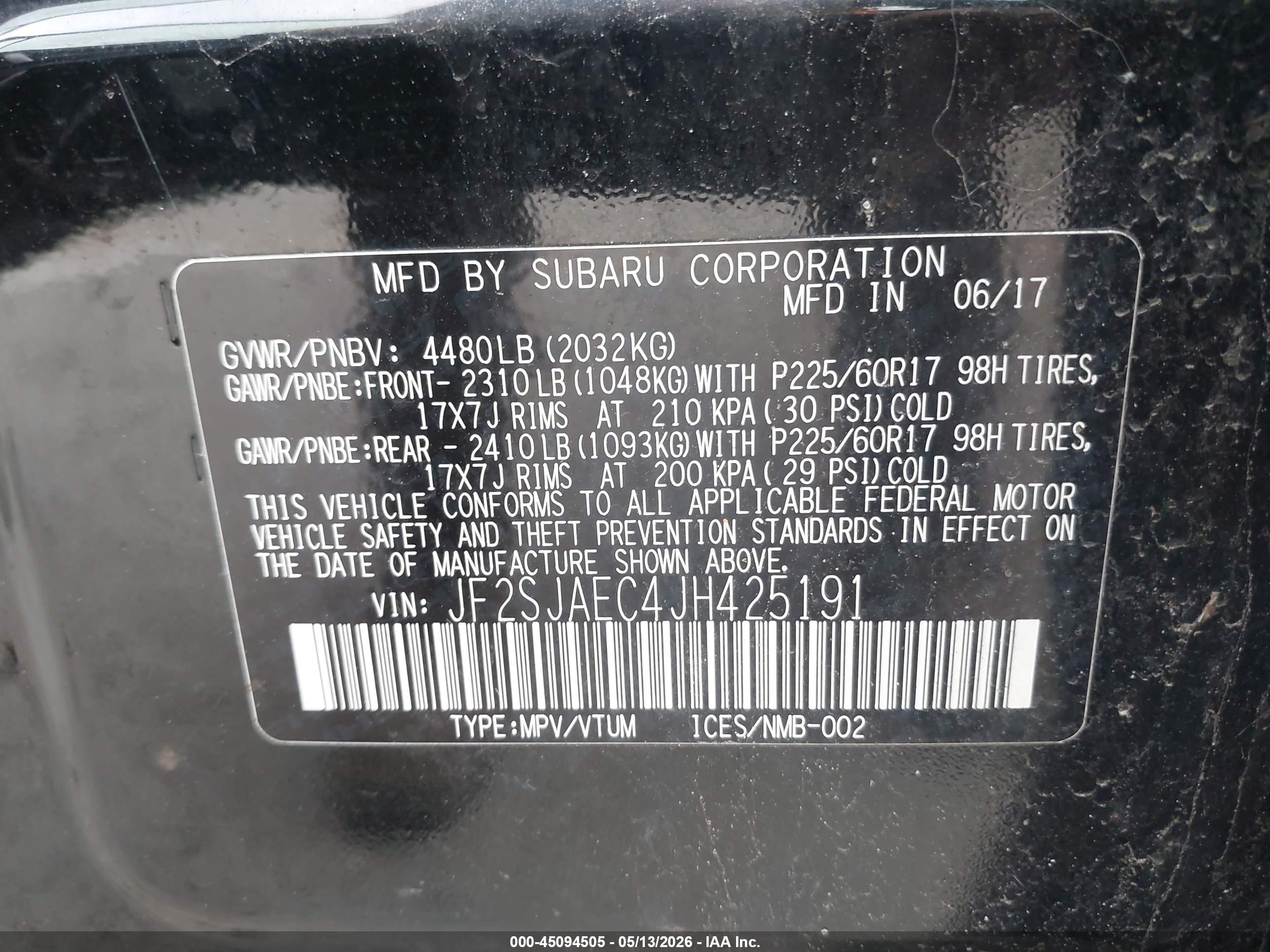 2018 Subaru Forester 2.5i Premium Black vin: JF2SJAEC4JH425191