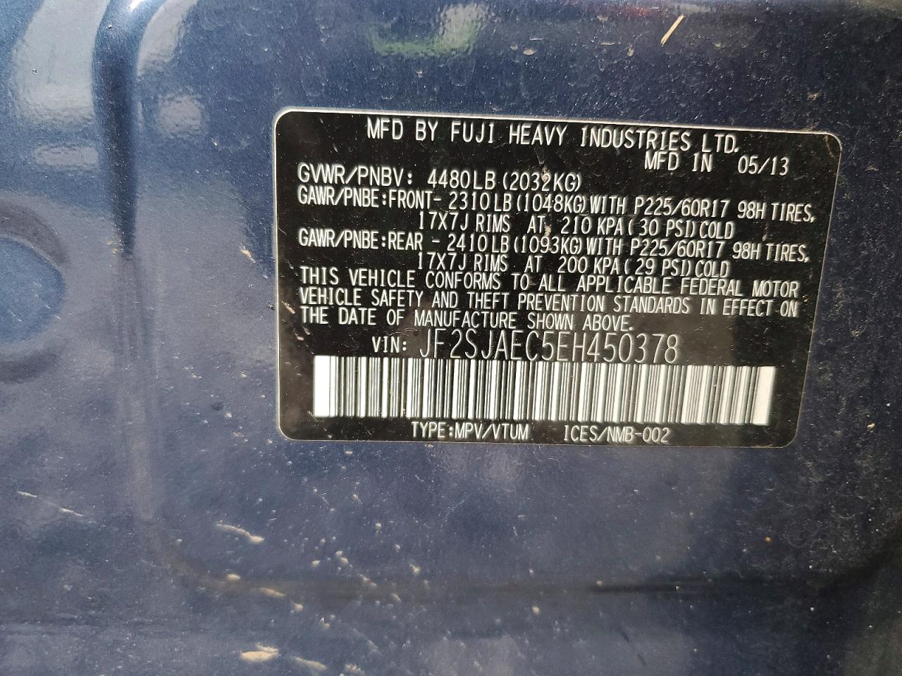 2014 Subaru Forester 2.5i Premium Blue vin: JF2SJAEC5EH450378