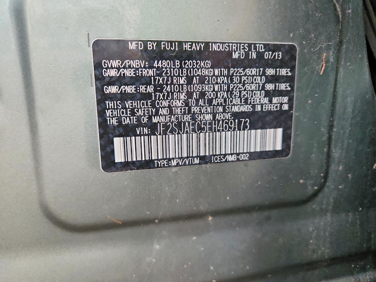 2014 Subaru Forester 2.5i Premium Turquoise vin: JF2SJAEC5EH469173