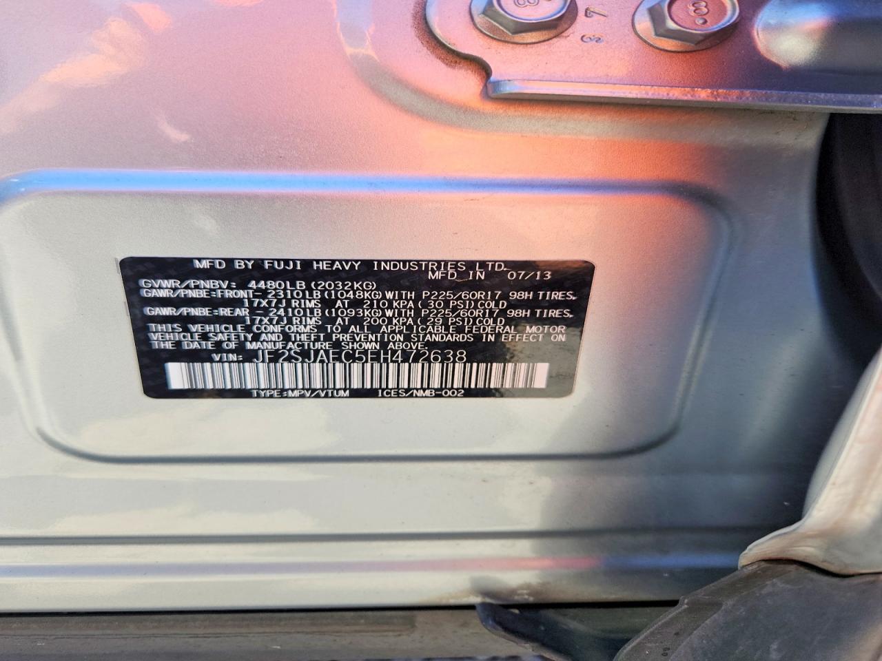 2014 Subaru Forester 2.5i Premium Silver vin: JF2SJAEC5EH472638
