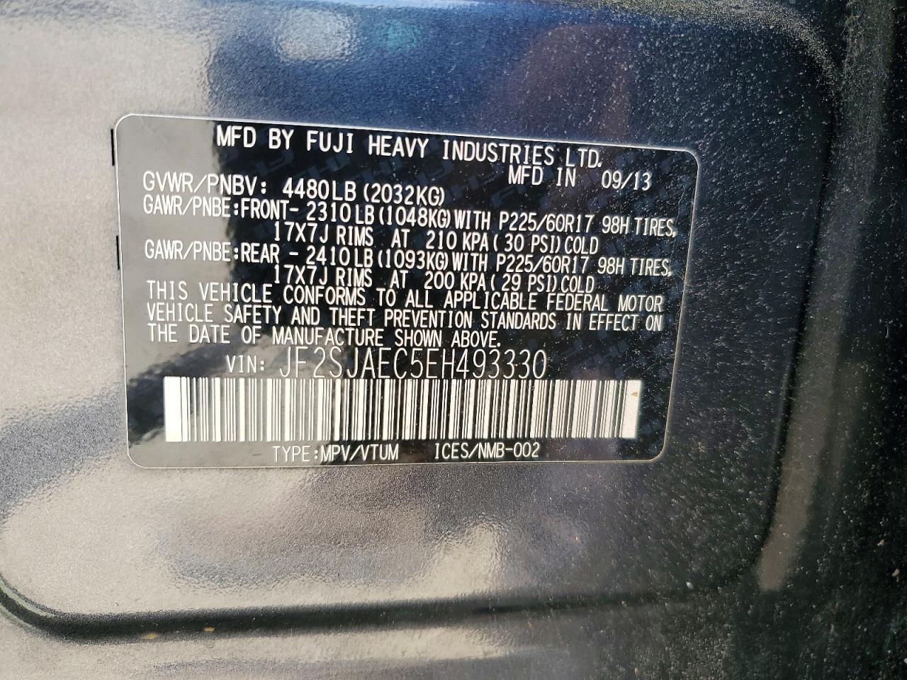 2014 Subaru Forester 2.5i Premium Gray vin: JF2SJAEC5EH493330