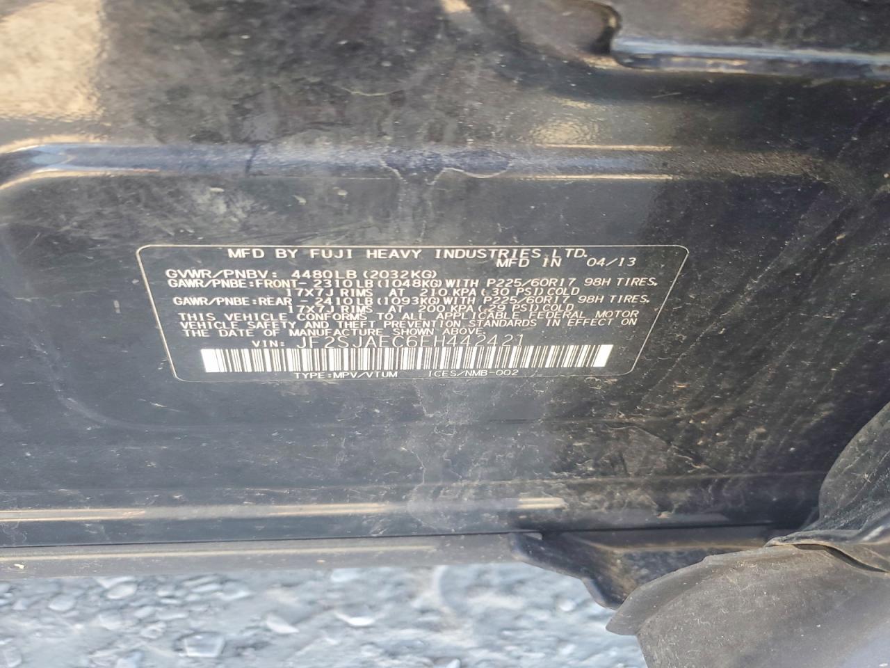 2014 Subaru Forester 2.5i Premium Black vin: JF2SJAEC6EH442421