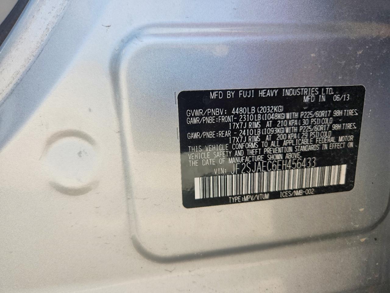2014 Subaru Forester 2.5i Premium Silver vin: JF2SJAEC6EH456433