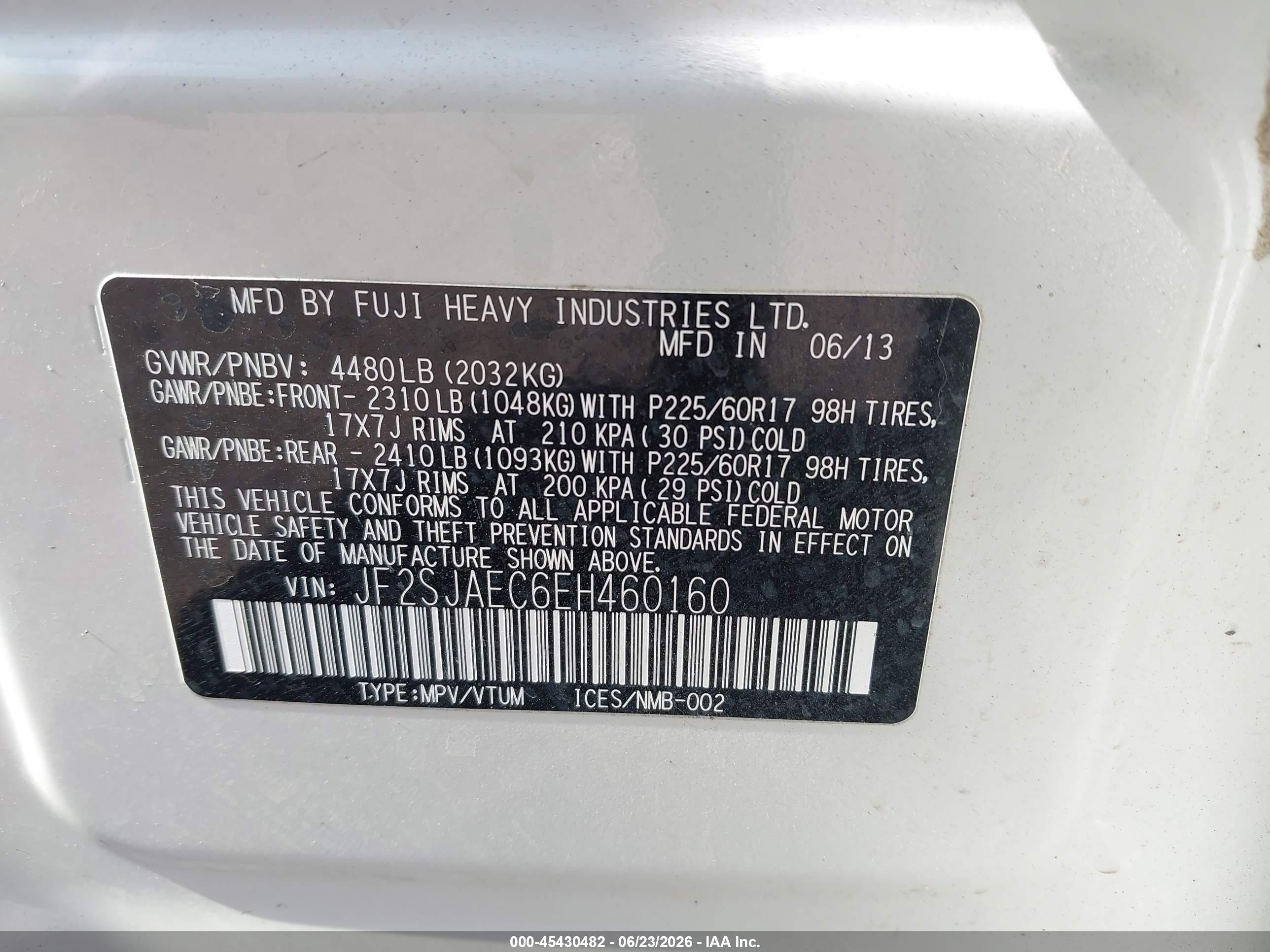 2014 Subaru Forester 2.5i Premium White vin: JF2SJAEC6EH460160