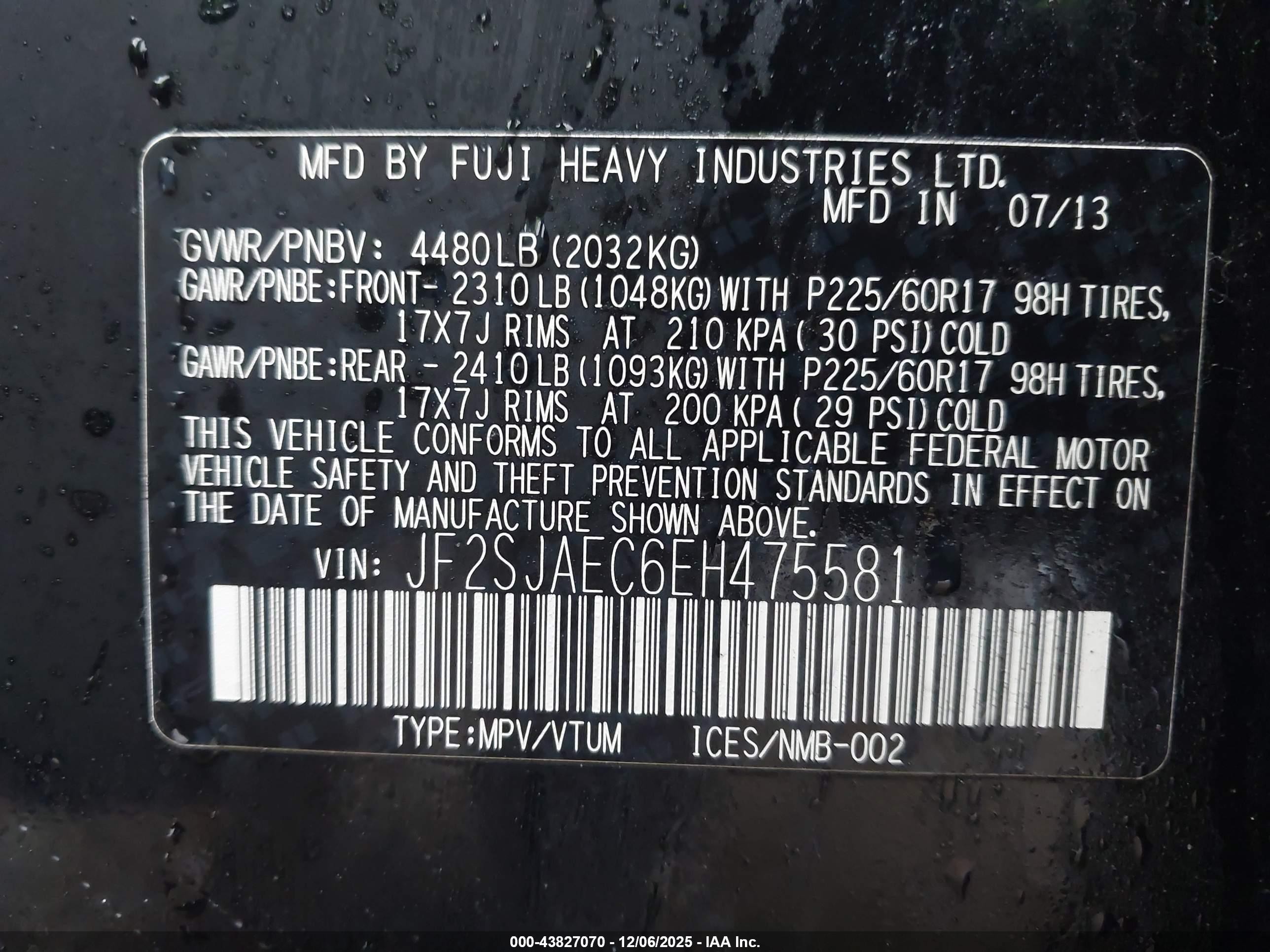 2014 Subaru Forester 2.5i Premium Black vin: JF2SJAEC6EH475581