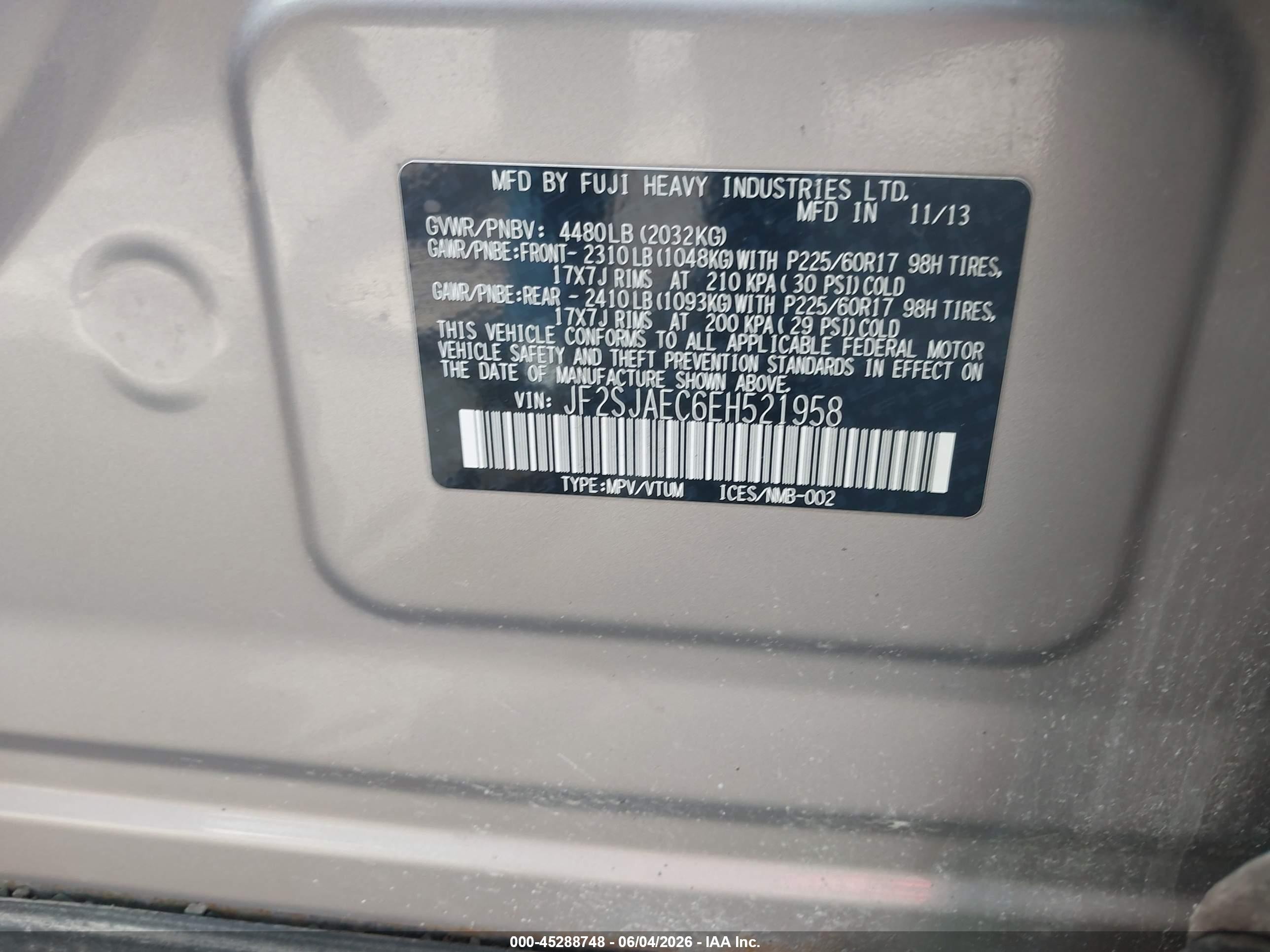 2014 Subaru Forester 2.5i Premium Brown vin: JF2SJAEC6EH521958