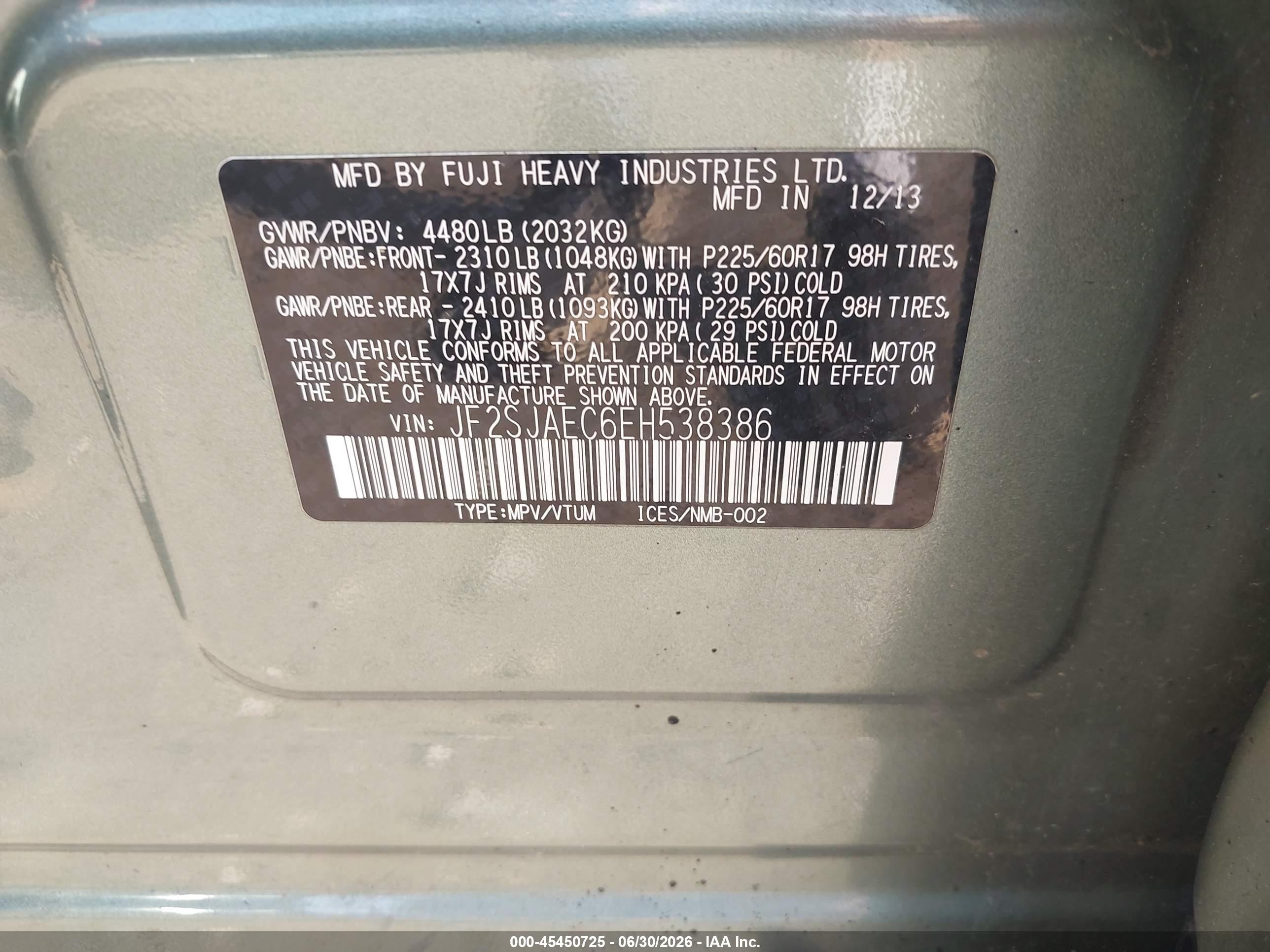 2014 Subaru Forester 2.5i Premium Green vin: JF2SJAEC6EH538386