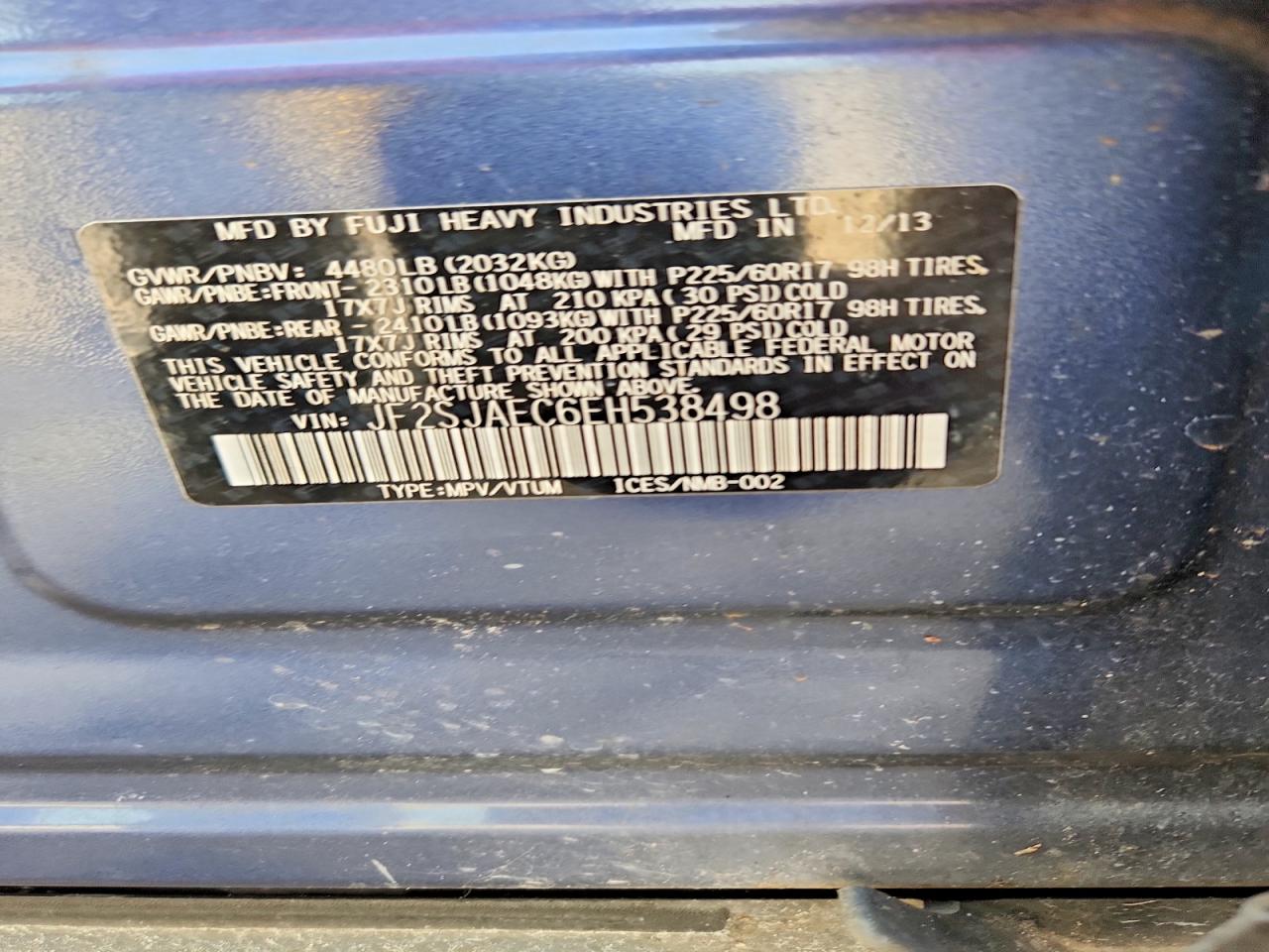 2014 Subaru Forester 2.5i Premium Blue vin: JF2SJAEC6EH538498