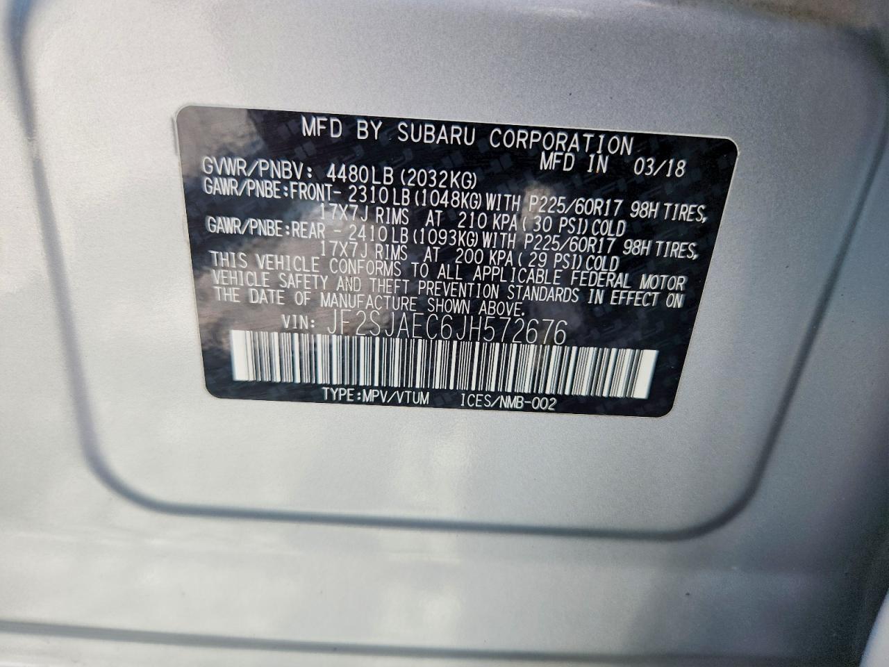 2018 Subaru Forester 2.5i Premium Silver vin: JF2SJAEC6JH572676