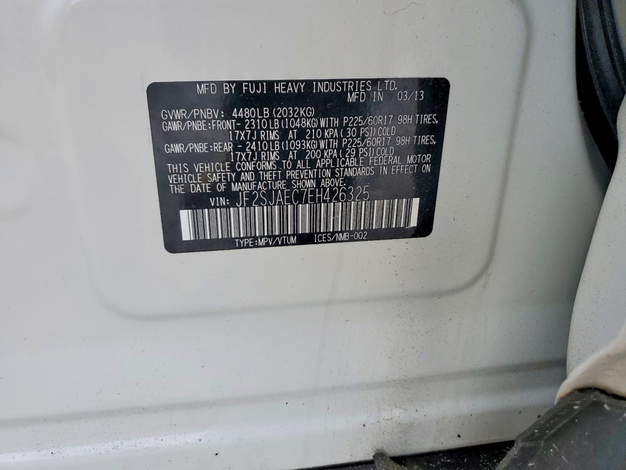 2014 Subaru Forester 2.5i Premium White vin: JF2SJAEC7EH426325