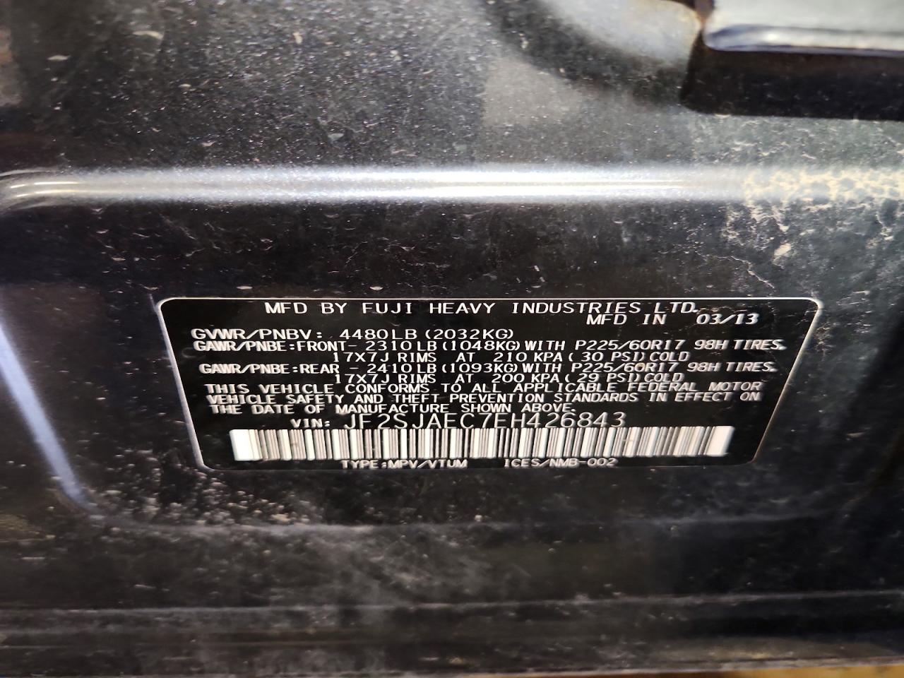 2014 Subaru Forester 2.5i Premium Black vin: JF2SJAEC7EH426843