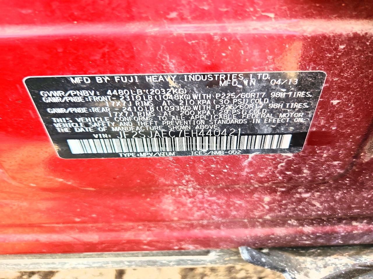 2014 Subaru Forester 2.5i Premium Red vin: JF2SJAEC7EH440421