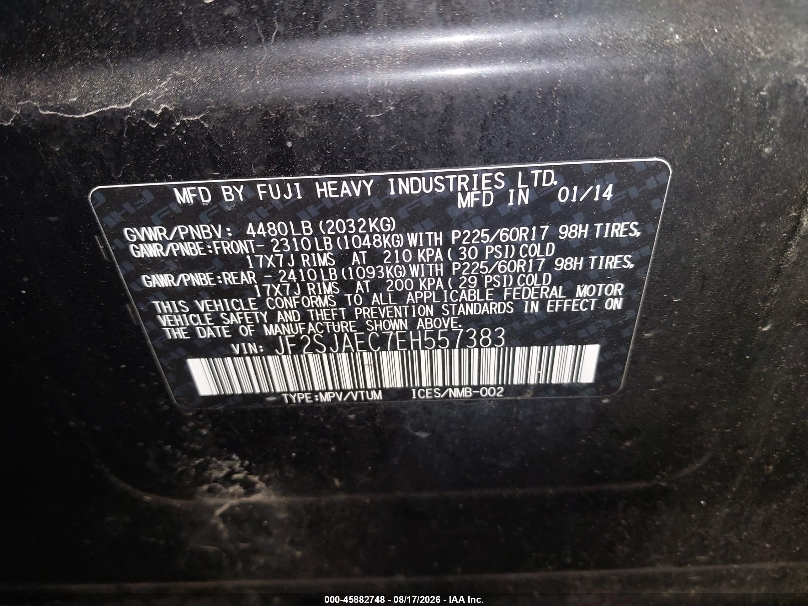 2014 Subaru Forester 2.5i Premium Black vin: JF2SJAEC7EH557383