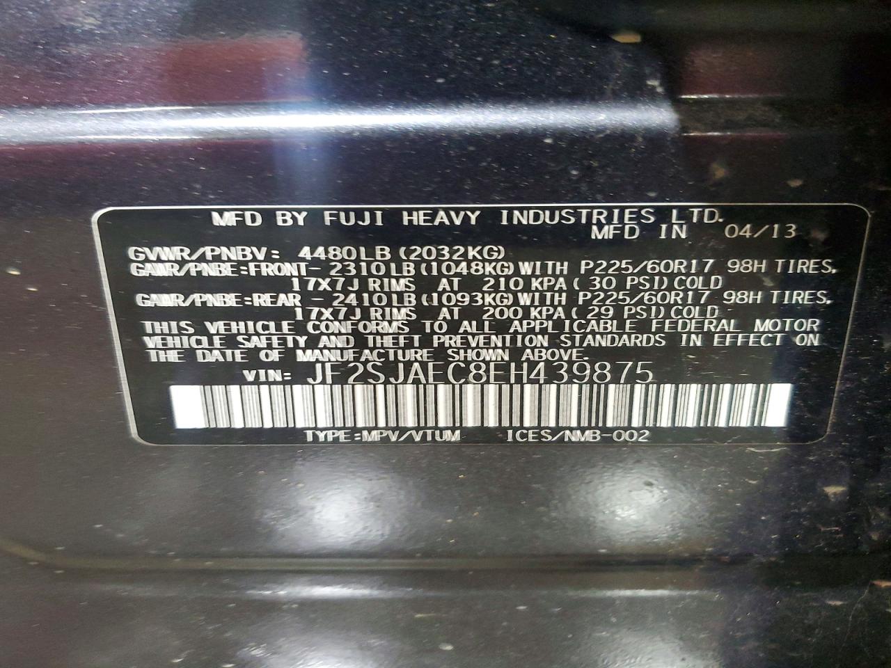 2014 Subaru Forester 2.5i Premium Charcoal vin: JF2SJAEC8EH439875