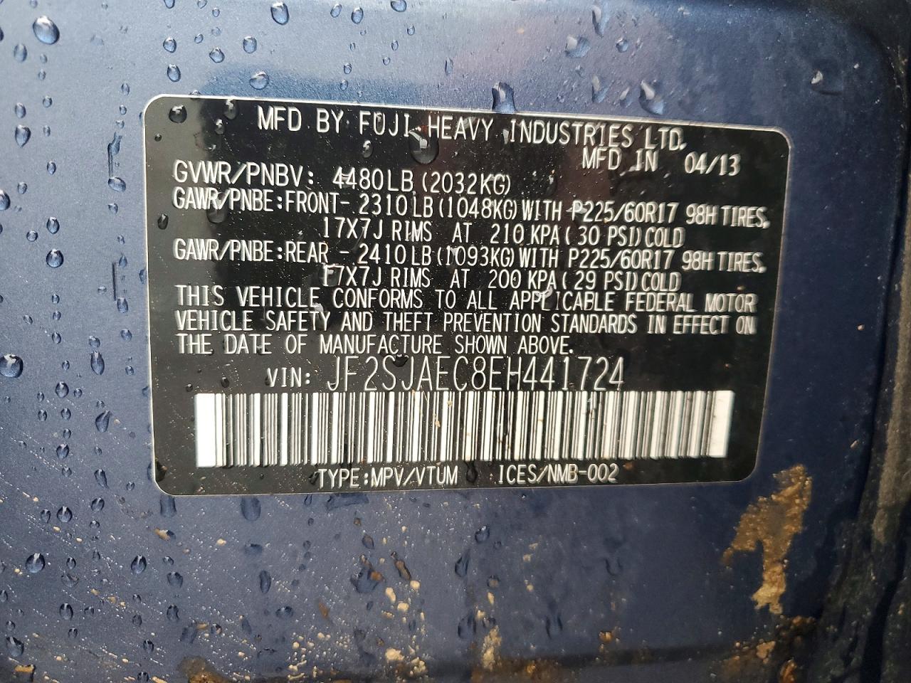 2014 Subaru Forester 2.5i Premium Blue vin: JF2SJAEC8EH441724