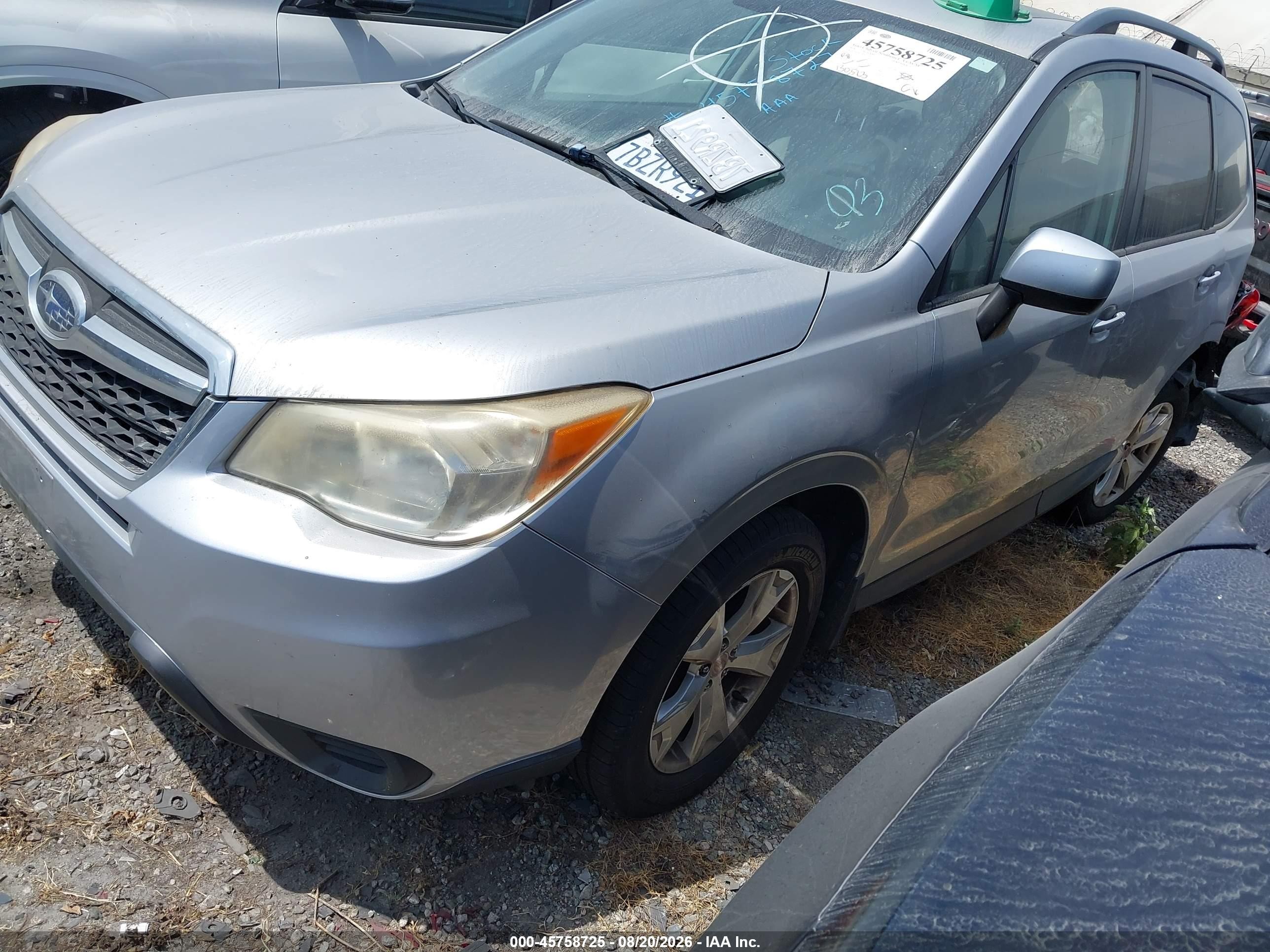 2014 Subaru Forester 2.5i Premium Silver vin: JF2SJAEC8EH455347
