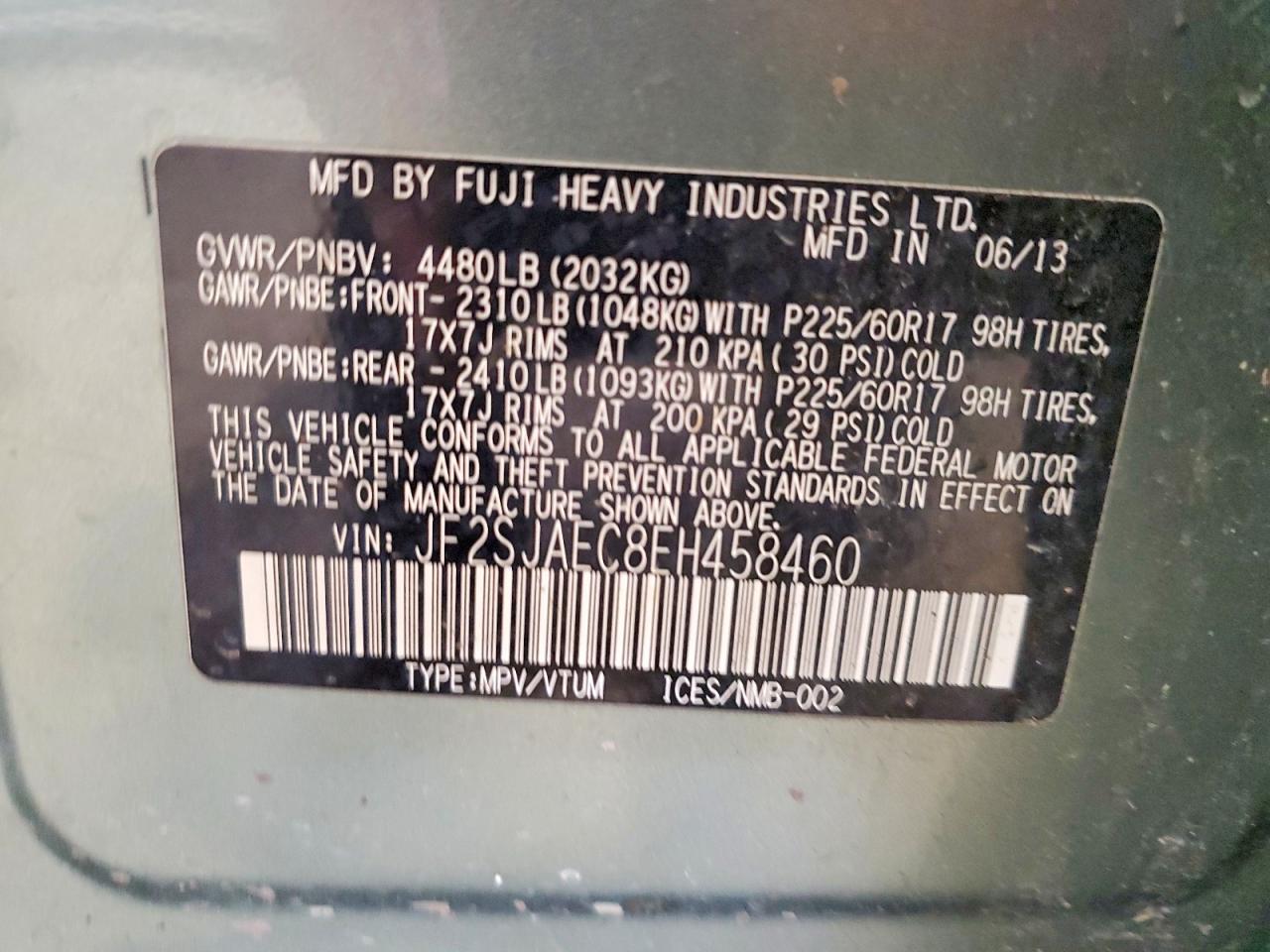 2014 Subaru Forester 2.5i Premium Green vin: JF2SJAEC8EH458460