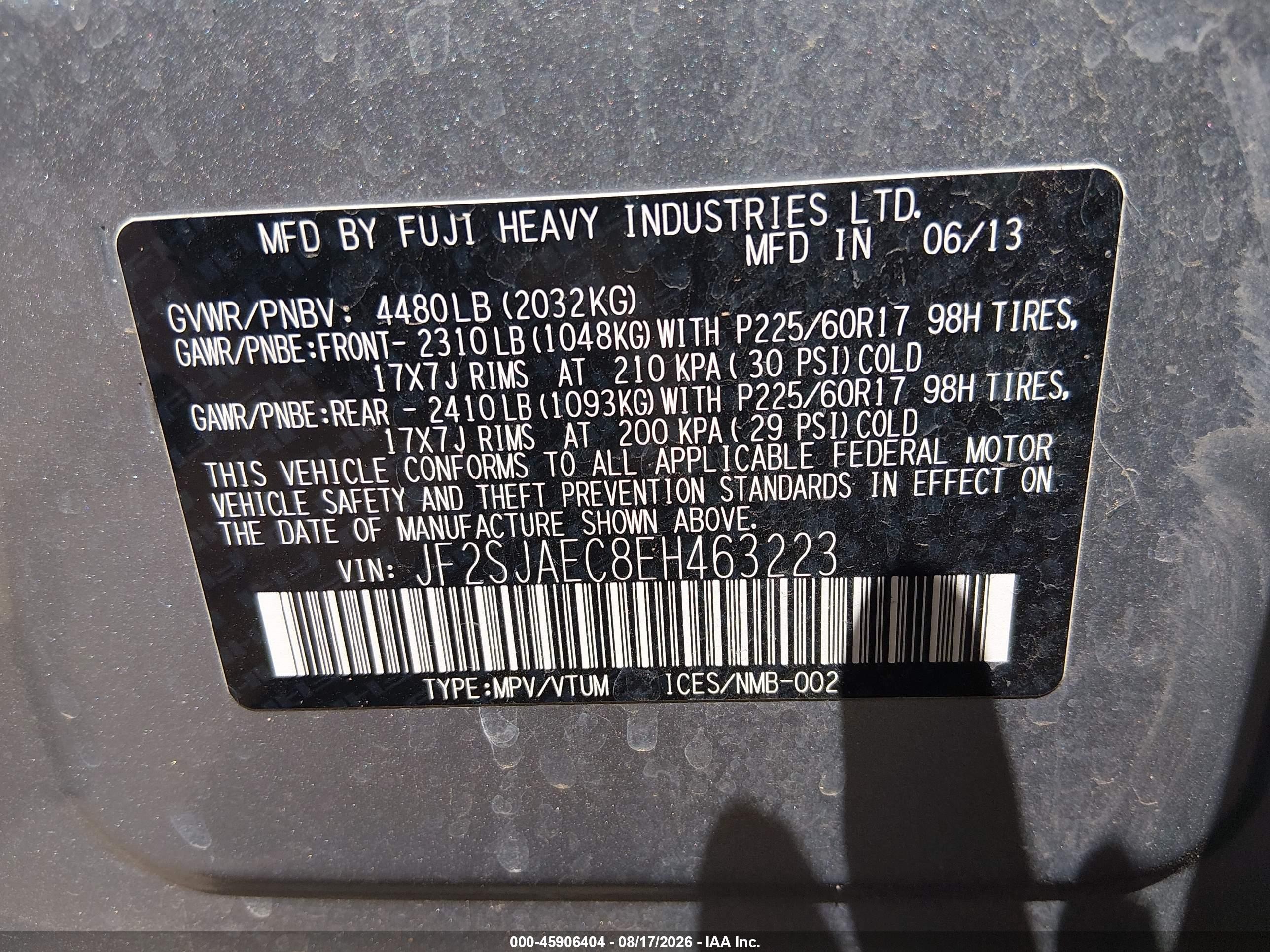 2014 Subaru Forester 2.5i Premium Silver vin: JF2SJAEC8EH463223