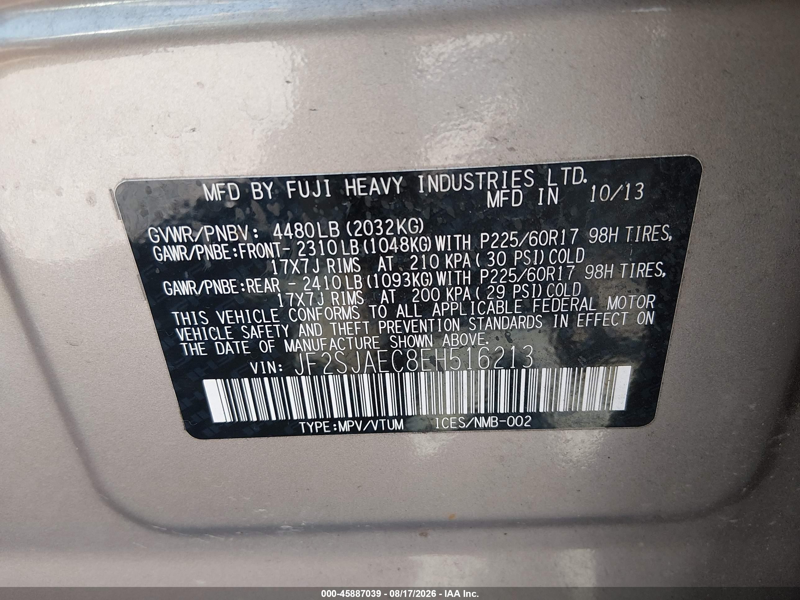 2014 Subaru Forester 2.5i Premium Gold vin: JF2SJAEC8EH516213