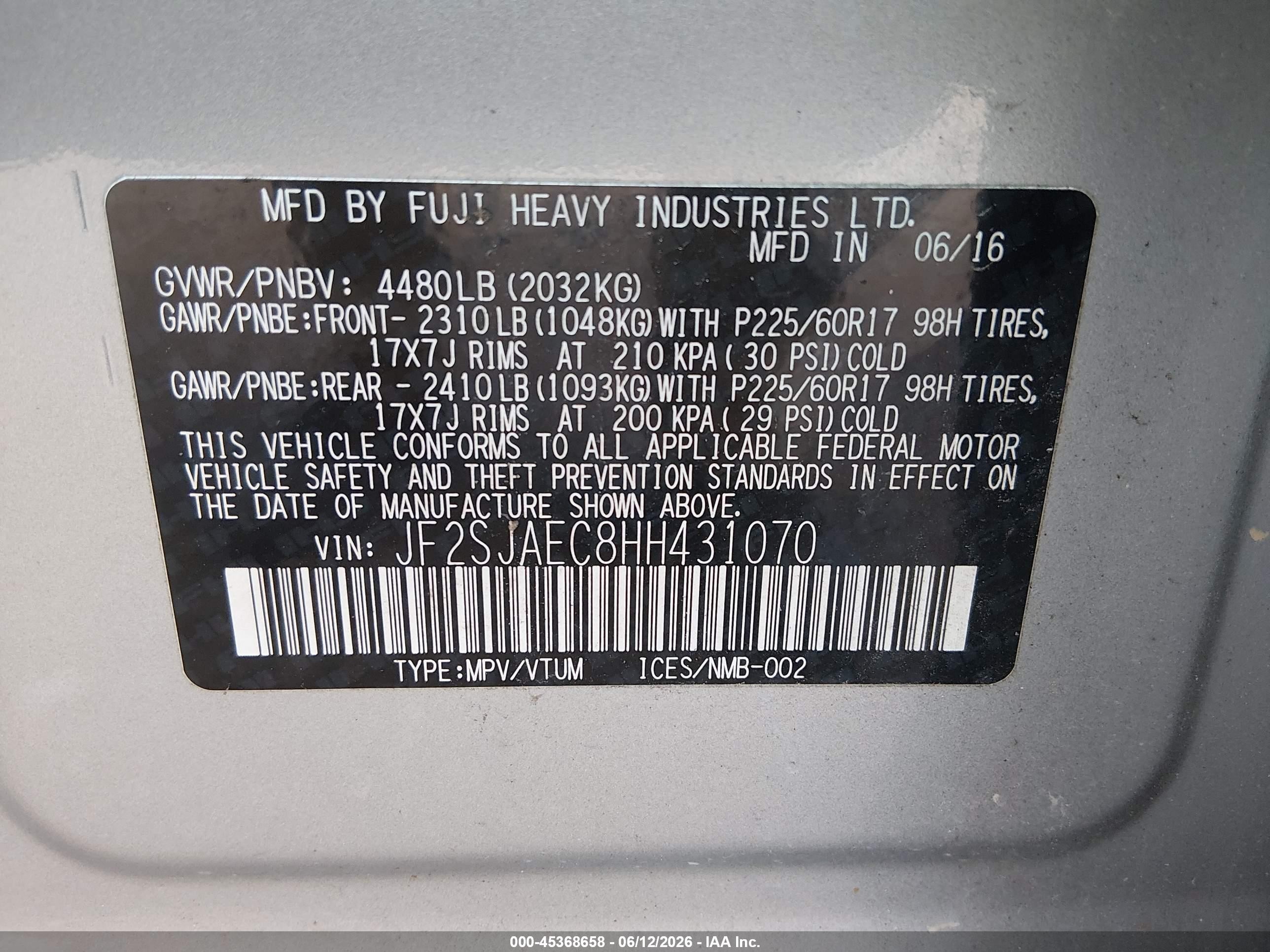 2017 Subaru Forester 2.5i Premium Light Blue vin: JF2SJAEC8HH431070