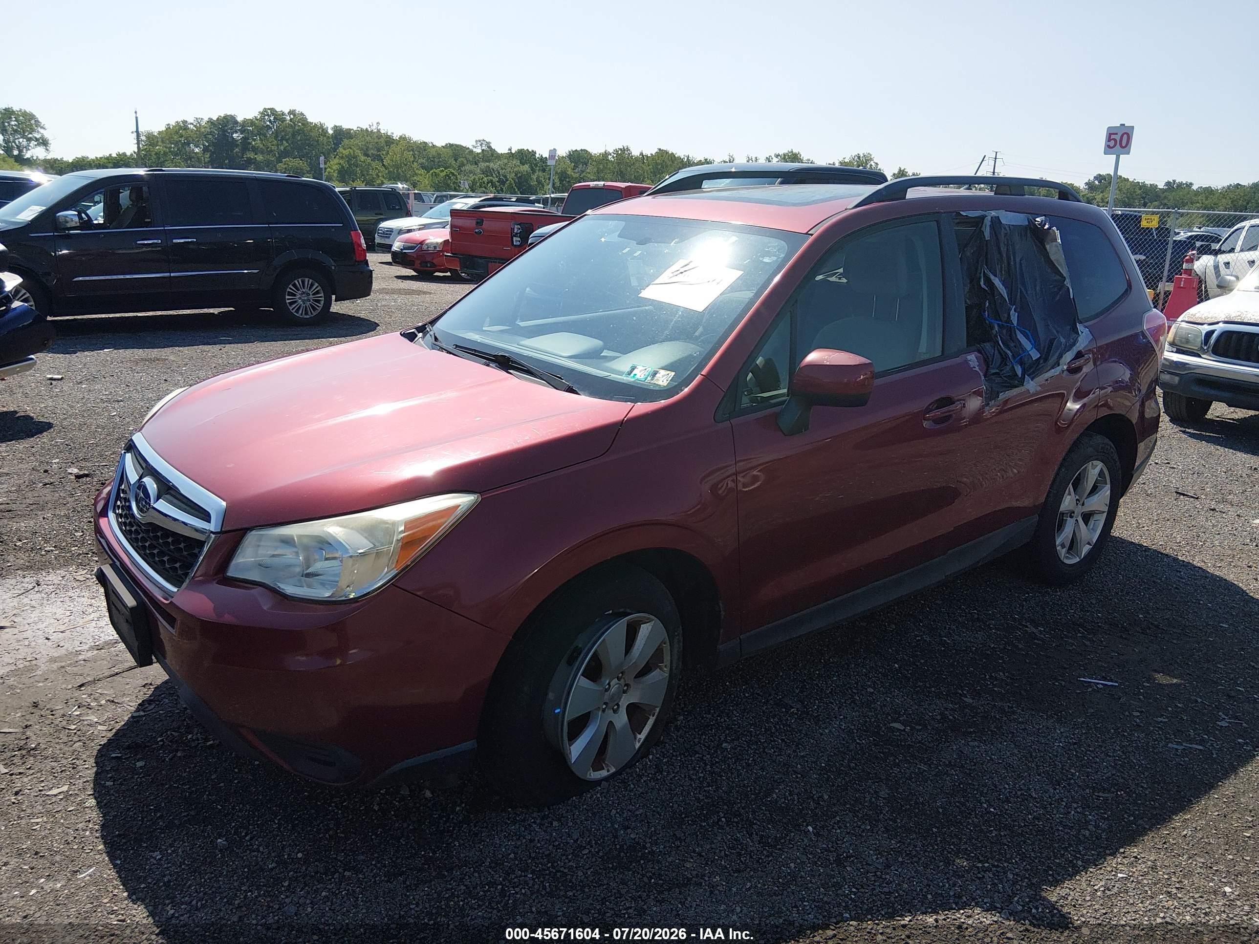 2014 Subaru Forester 2.5i Premium Burgundy vin: JF2SJAEC9EH505463