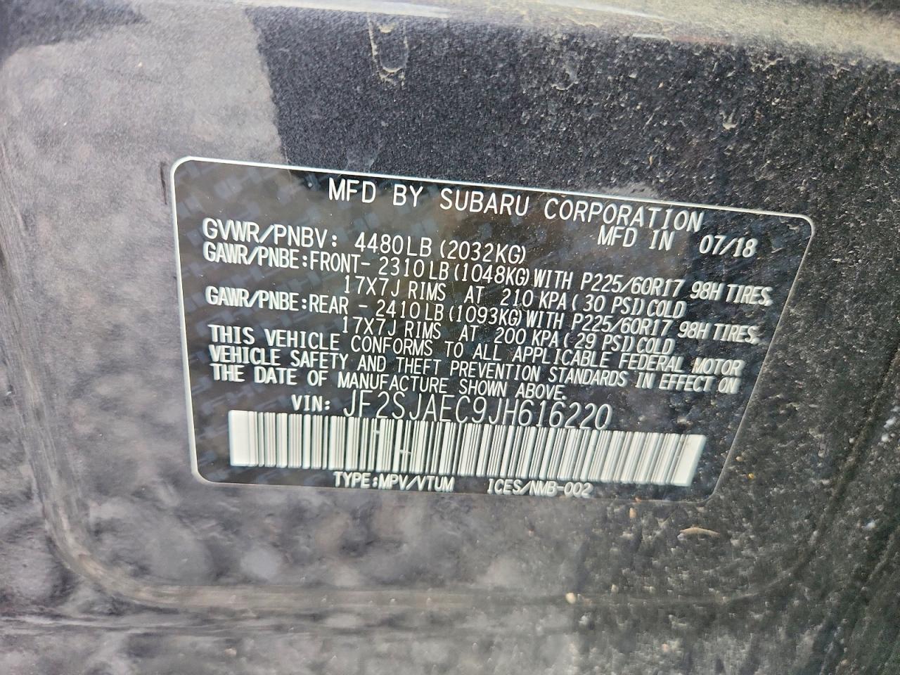 2018 Subaru Forester 2.5i Premium Charcoal vin: JF2SJAEC9JH616220