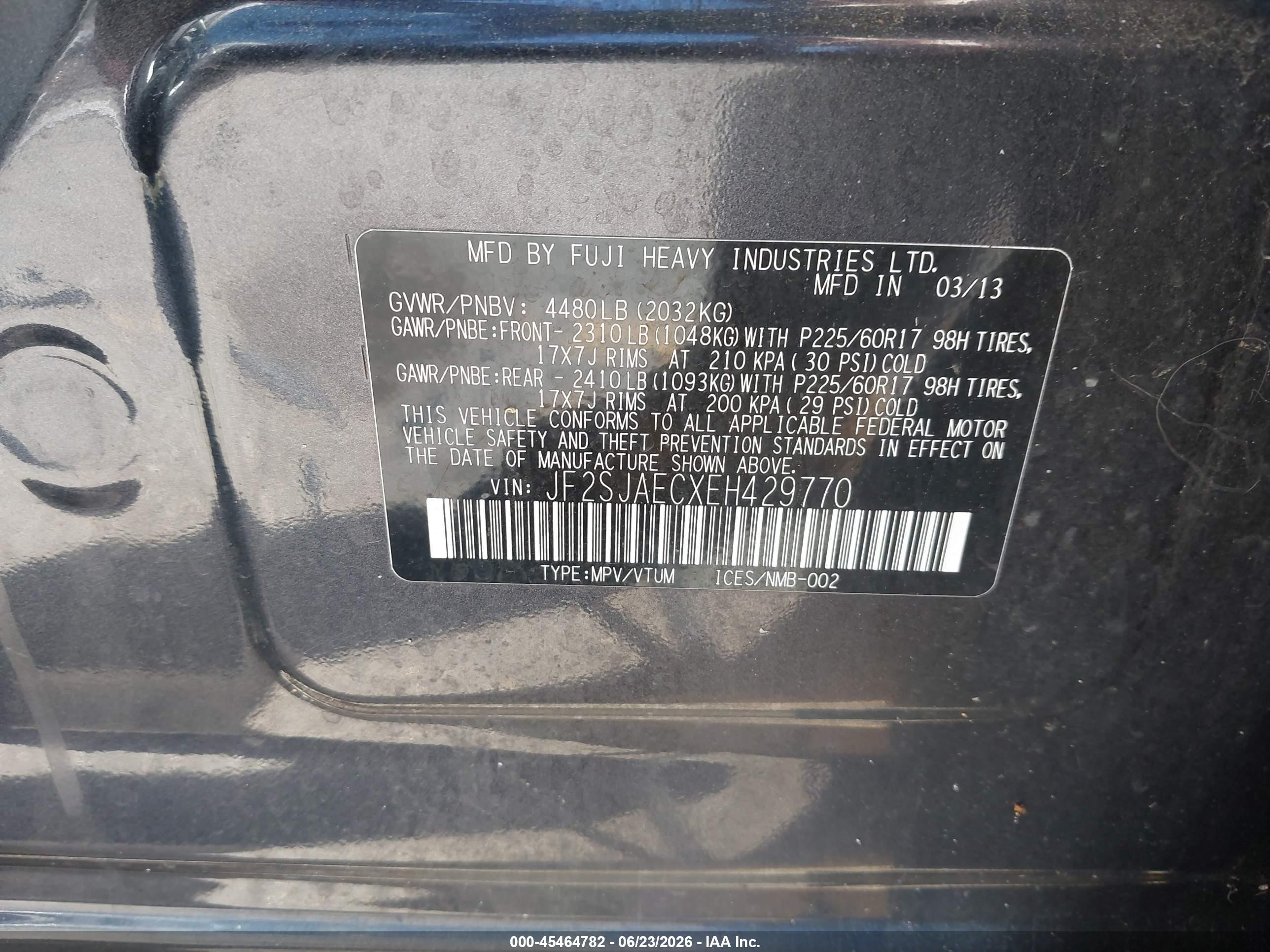 2014 Subaru Forester 2.5i Premium Gray vin: JF2SJAECXEH429770