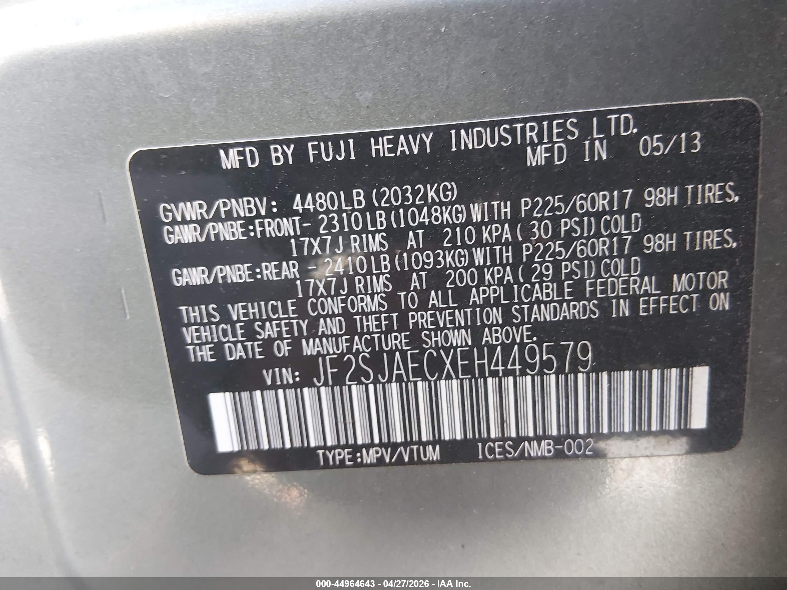 2014 Subaru Forester 2.5i Premium Green vin: JF2SJAECXEH449579
