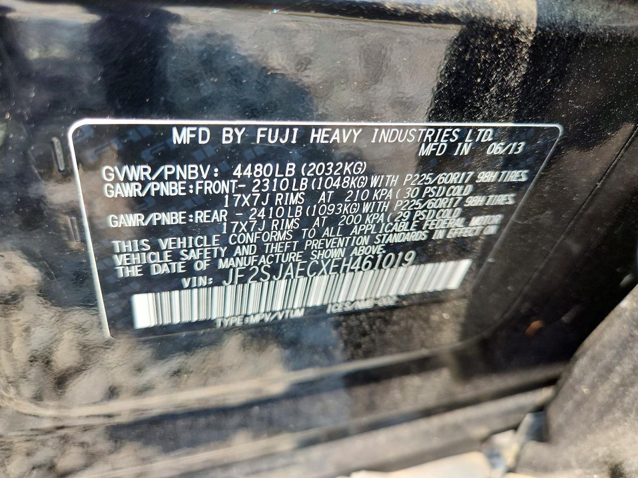 2014 Subaru Forester 2.5i Premium Black vin: JF2SJAECXEH461019
