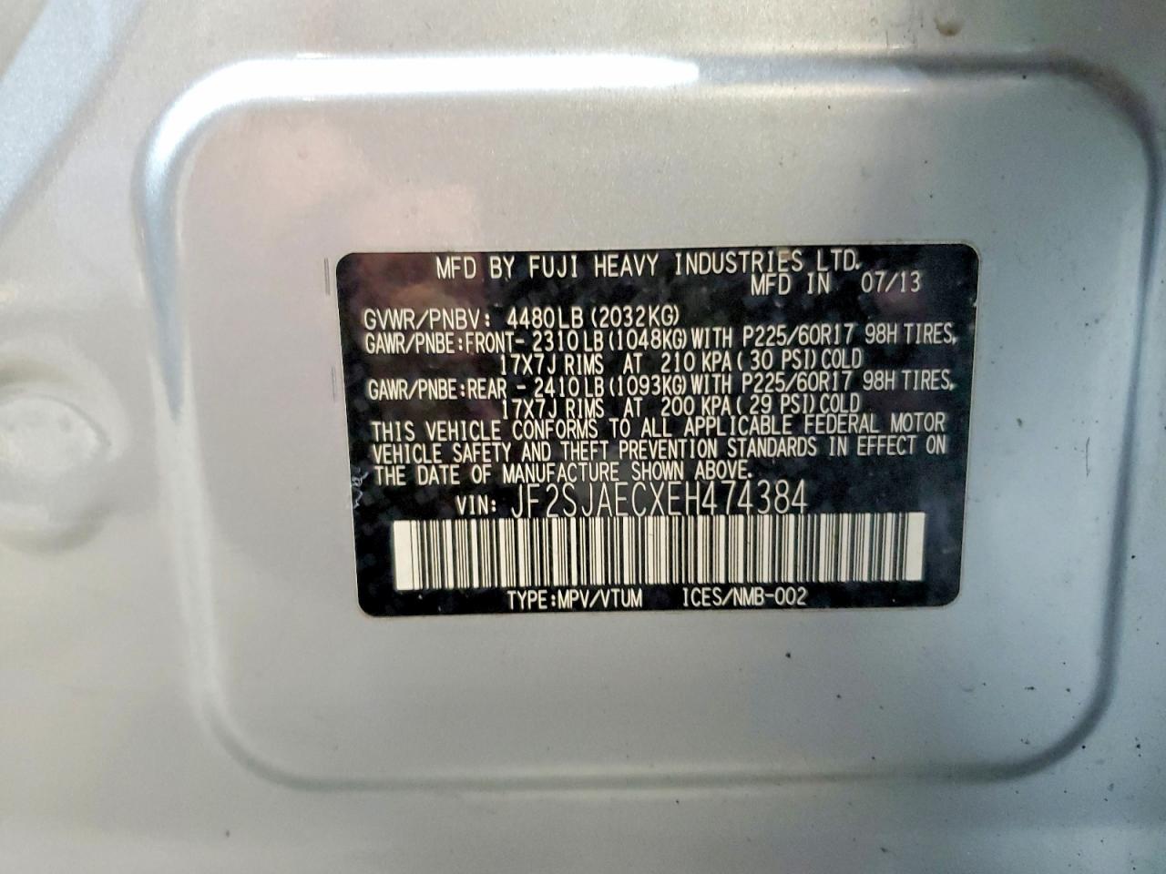 2014 Subaru Forester 2.5i Premium Silver vin: JF2SJAECXEH474384
