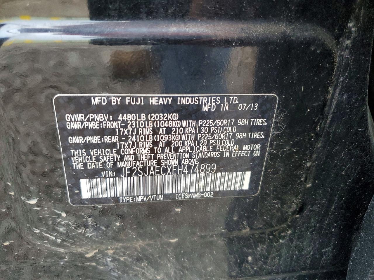 2014 Subaru Forester 2.5i Premium Black vin: JF2SJAECXEH474899