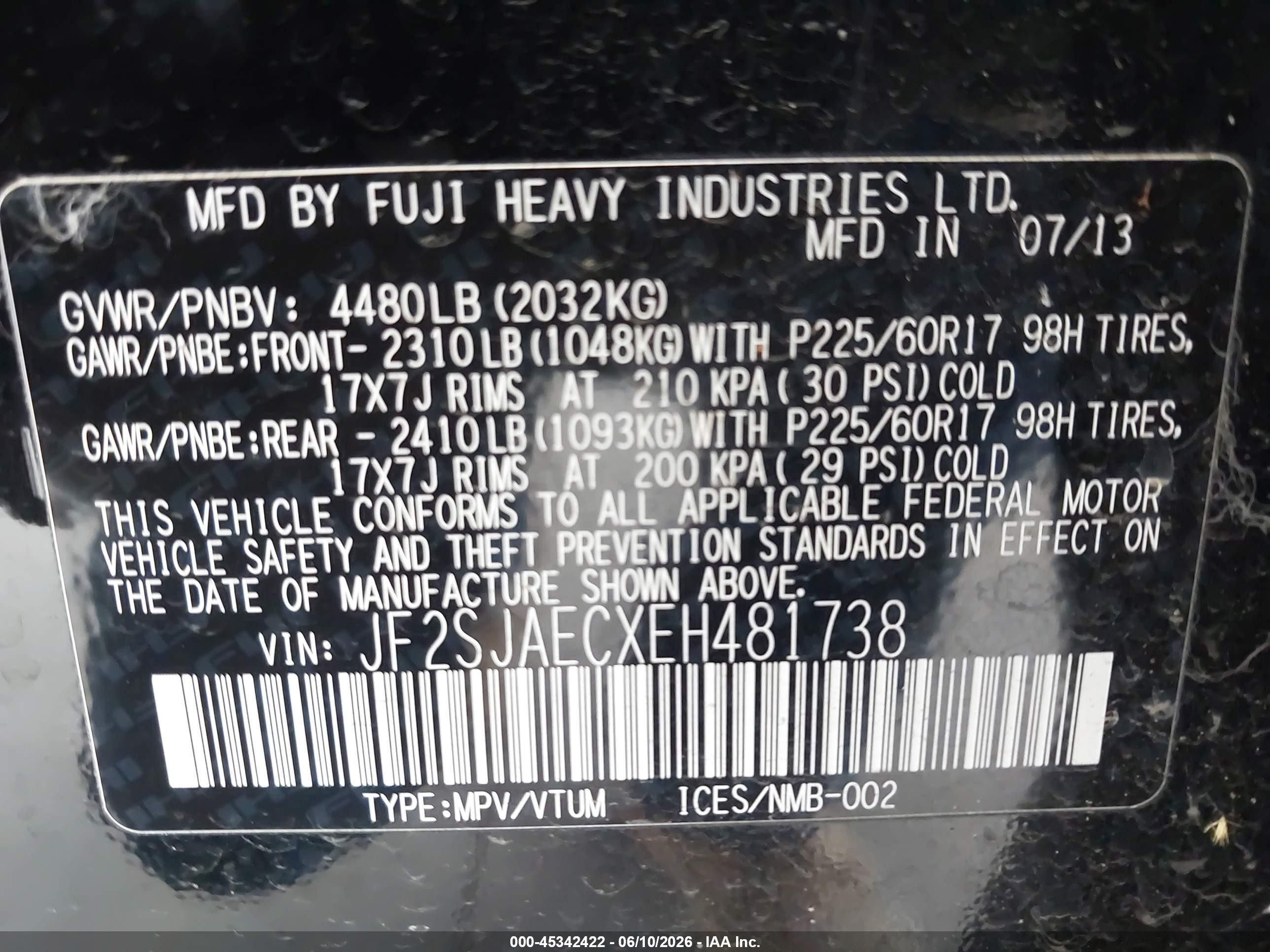 2014 Subaru Forester 2.5i Premium Black vin: JF2SJAECXEH481738