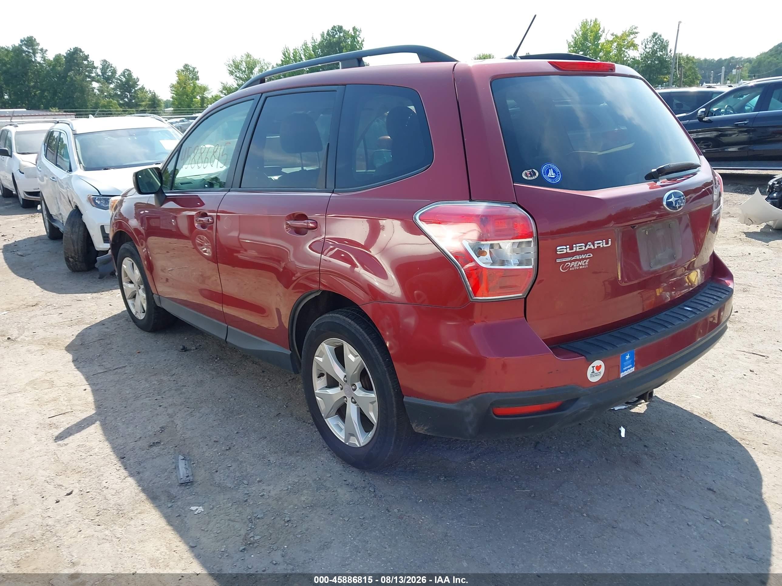 2015 Subaru Forester 2.5i Premium Burgundy vin: JF2SJAFC1FH571604