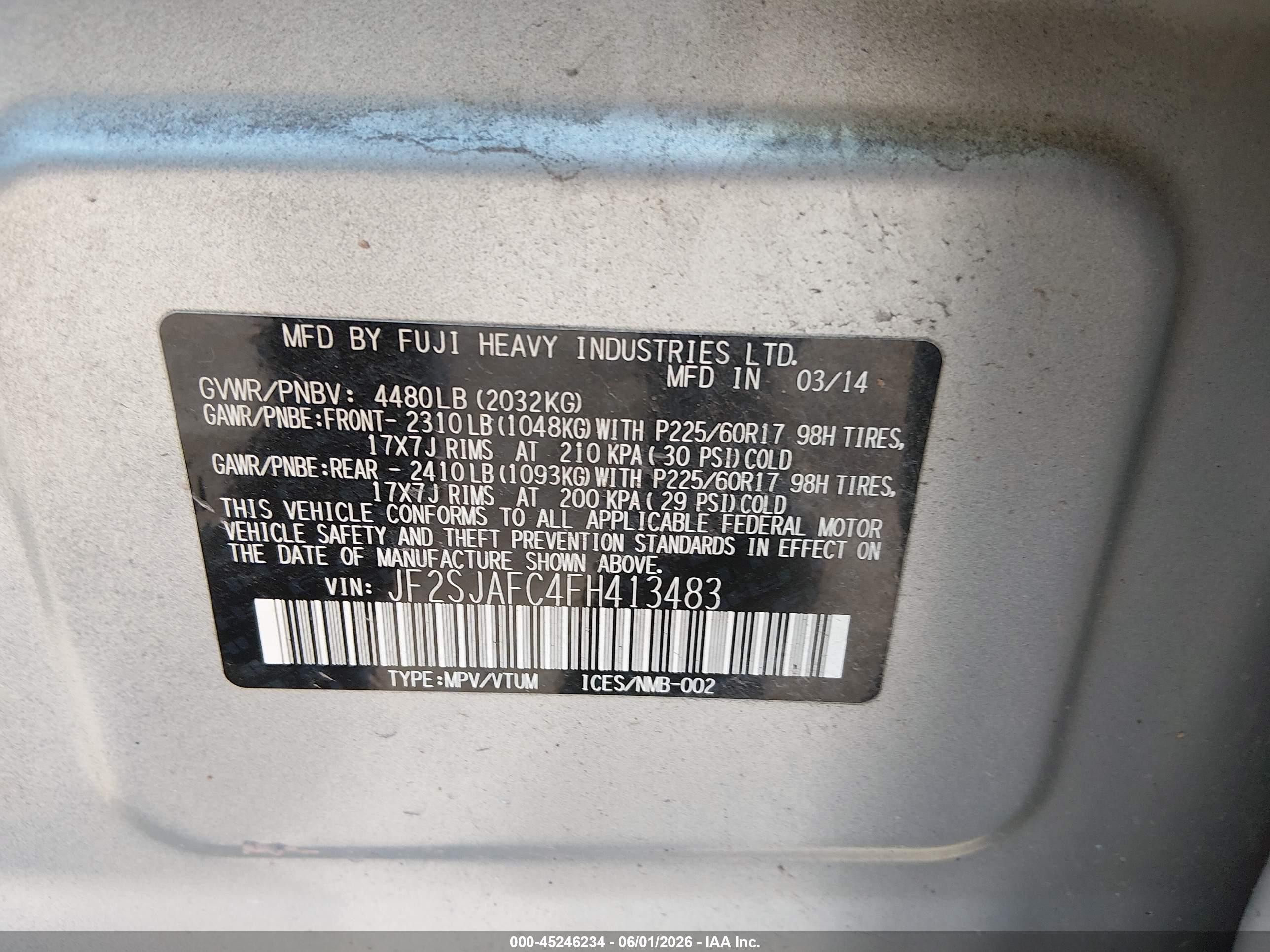 2015 Subaru Forester 2.5i Premium Silver vin: JF2SJAFC4FH413483