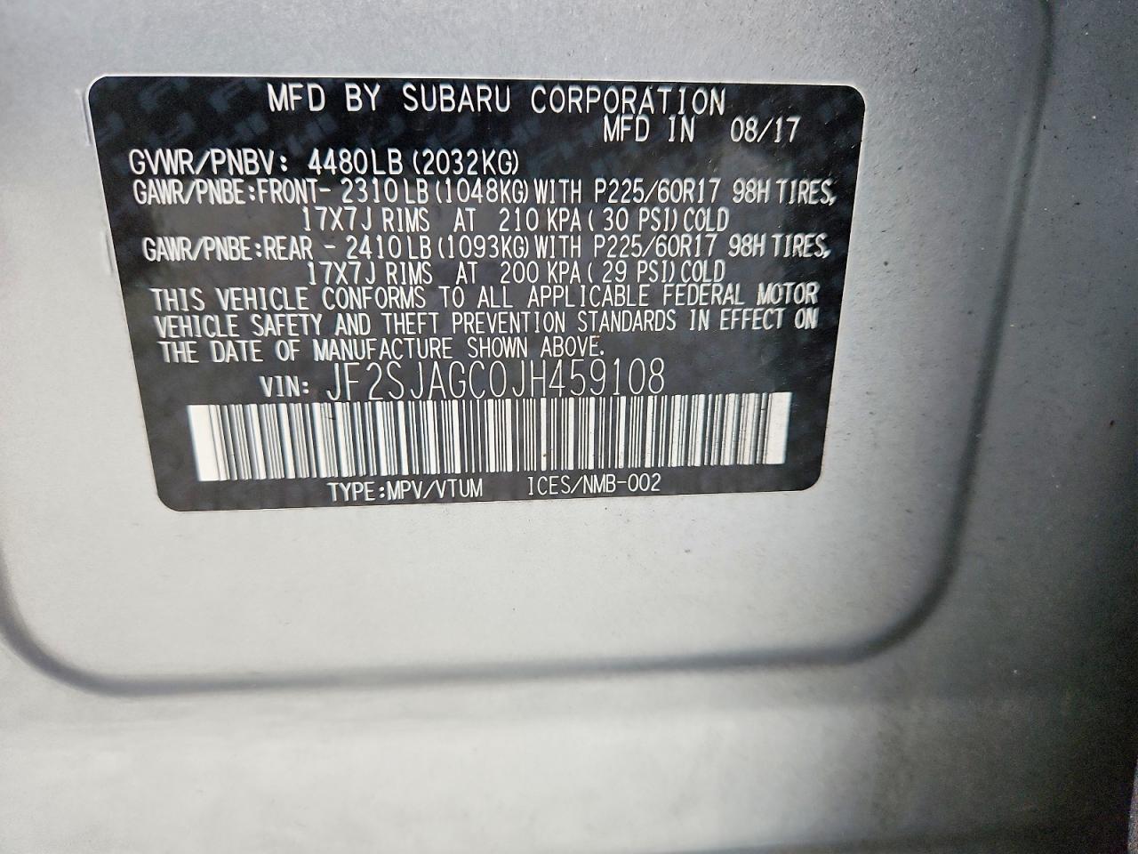 2018 Subaru Forester 2.5i Premium Silver vin: JF2SJAGC0JH459108