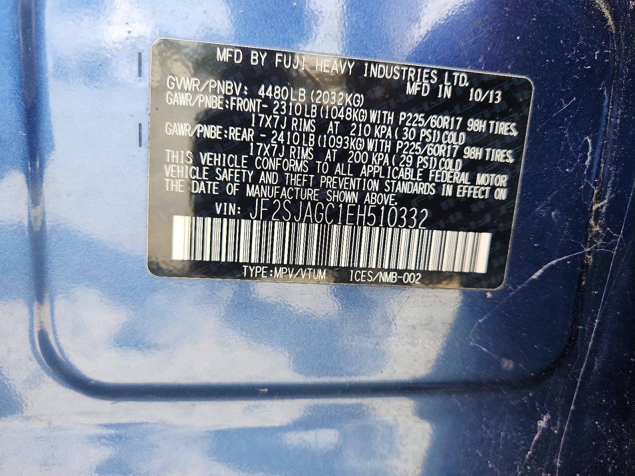 2014 Subaru Forester 2.5i Premium Blue vin: JF2SJAGC1EH510332